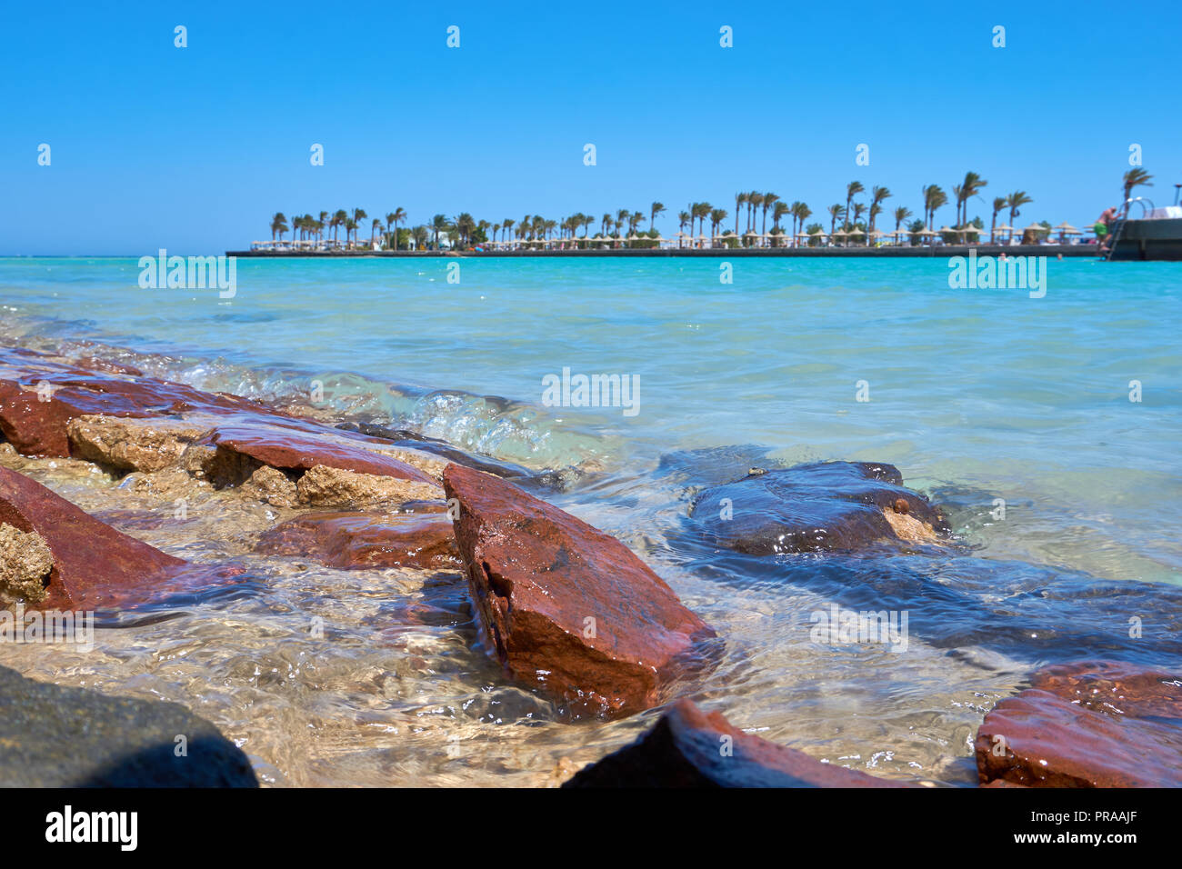the sea in aegypt with blue sky Stock Photo