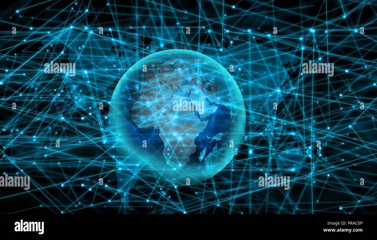 Earth globe and connection lines, globalization and ...
