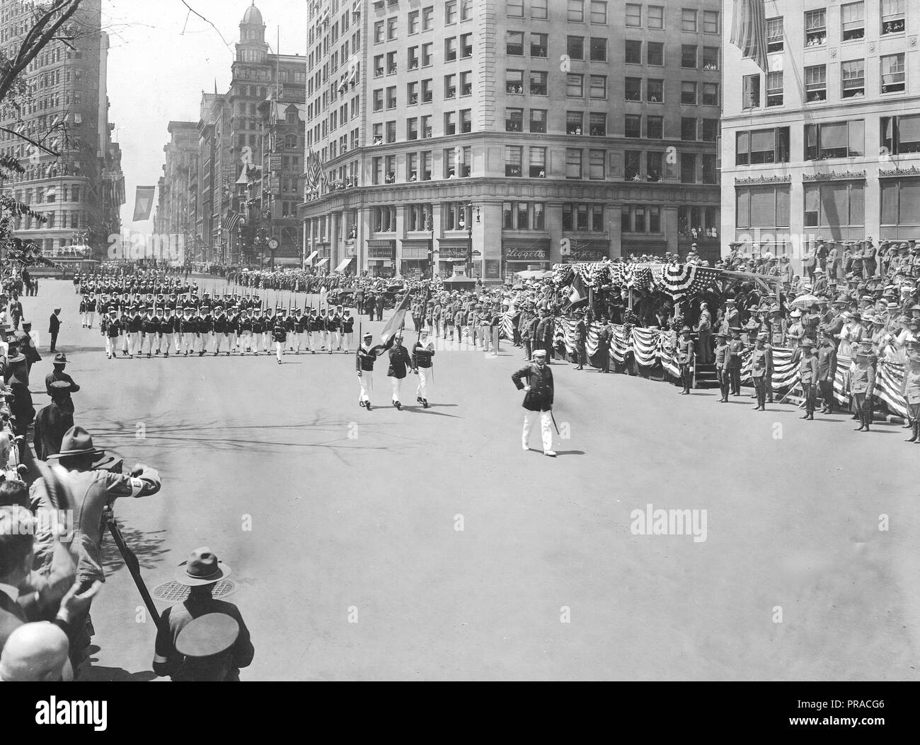 Ceremonies - Independence Day, 1918 - French Marines. 4th July Parade. Independence Day Parade, 1918 New York City. French marines marching in the parade Stock Photo