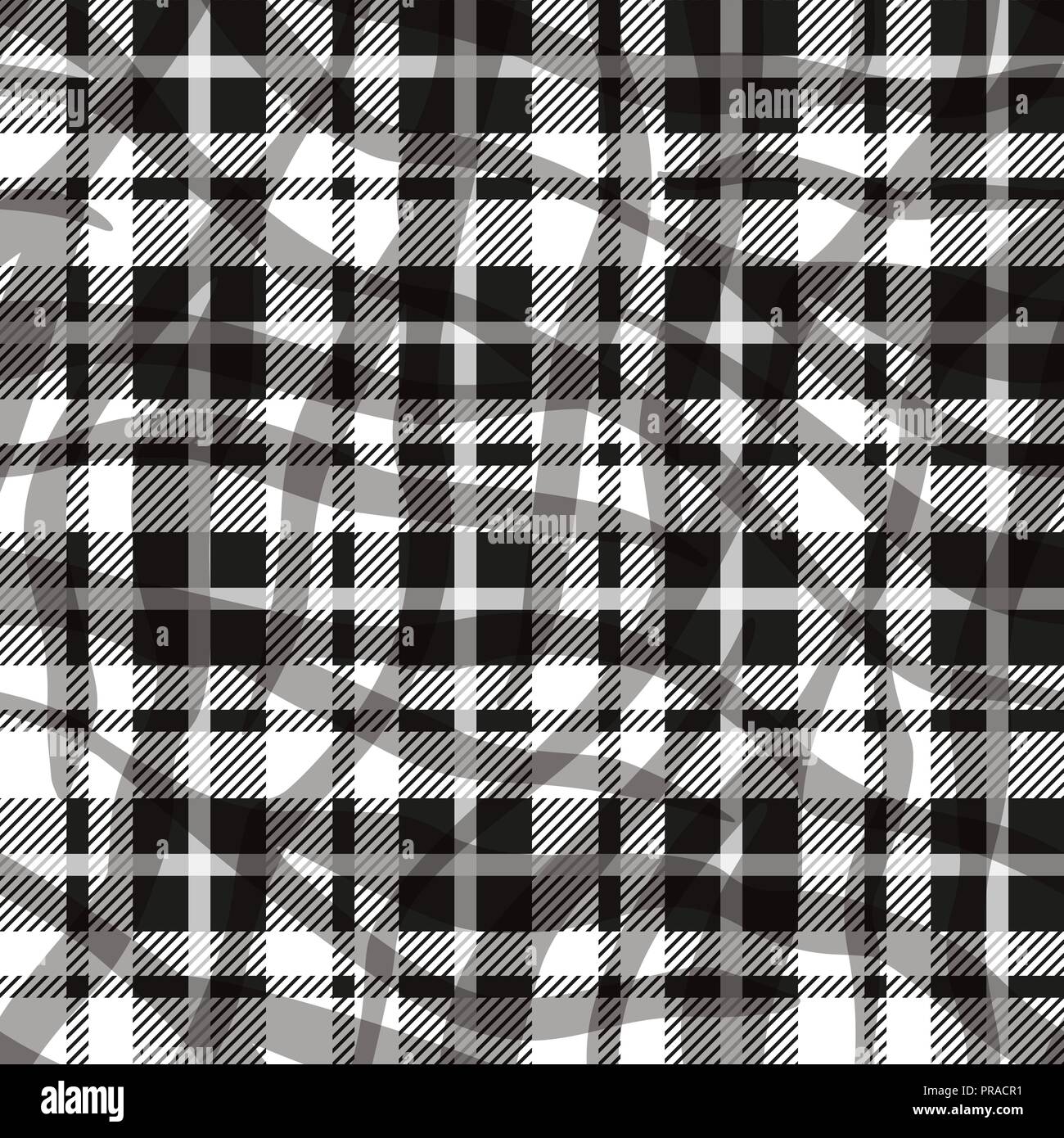 Black and white fabric texture check tartan seamless pattern. Vector ...