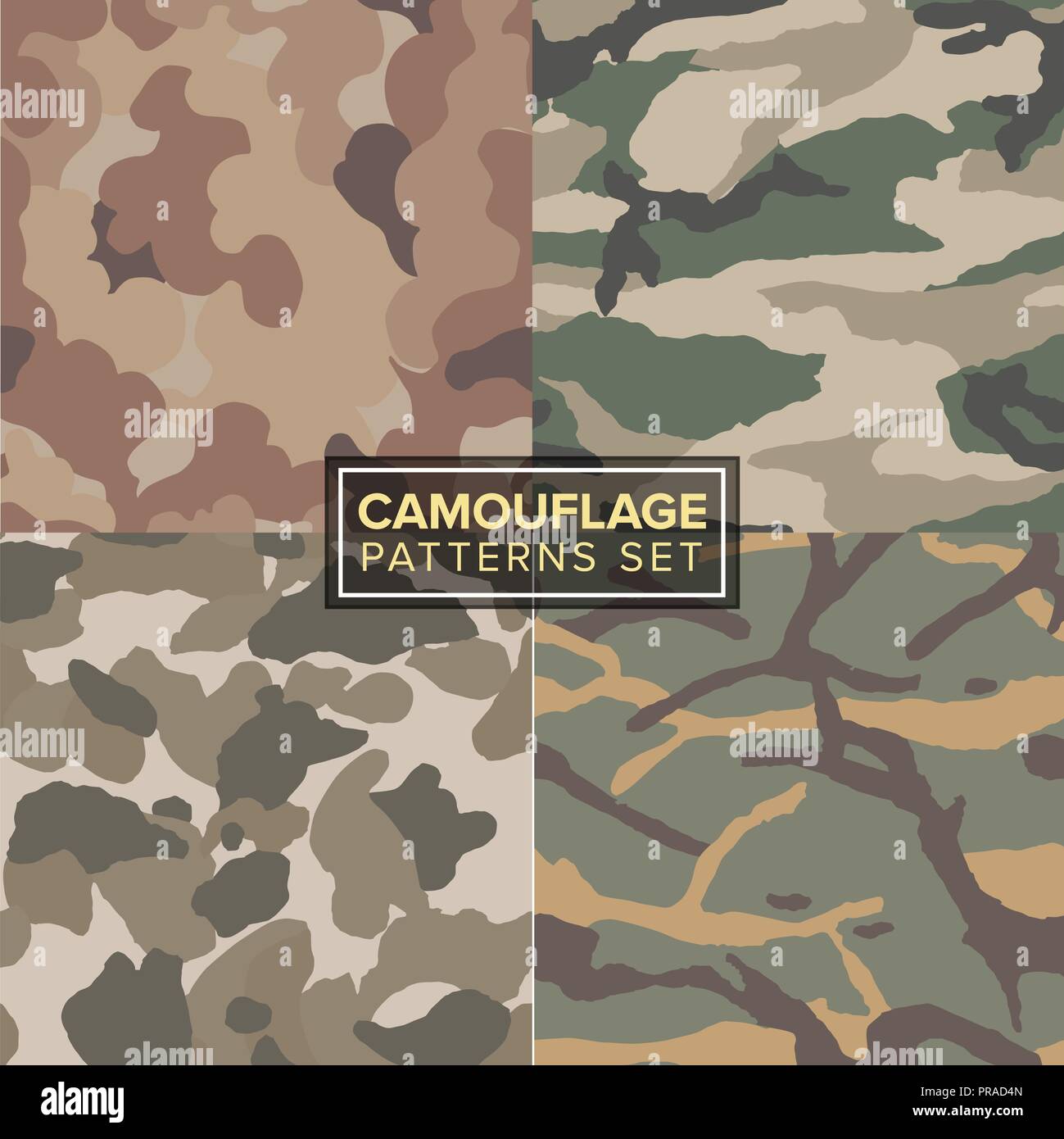 camouflage pattern set. four different textures Stock Vector