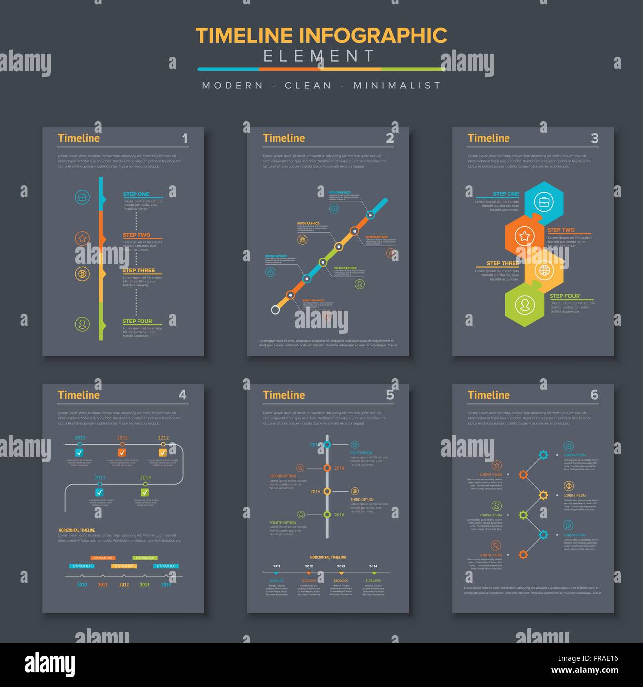 timeline infographic set template Stock Vector