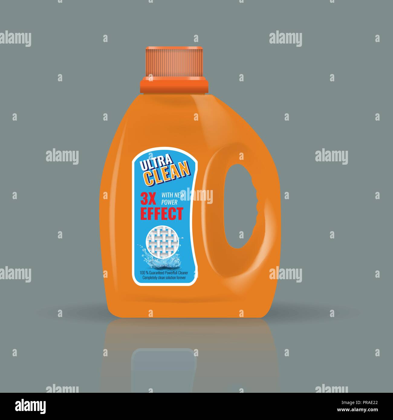 Orange laundry detergent bottle mock up with high detail. Vector