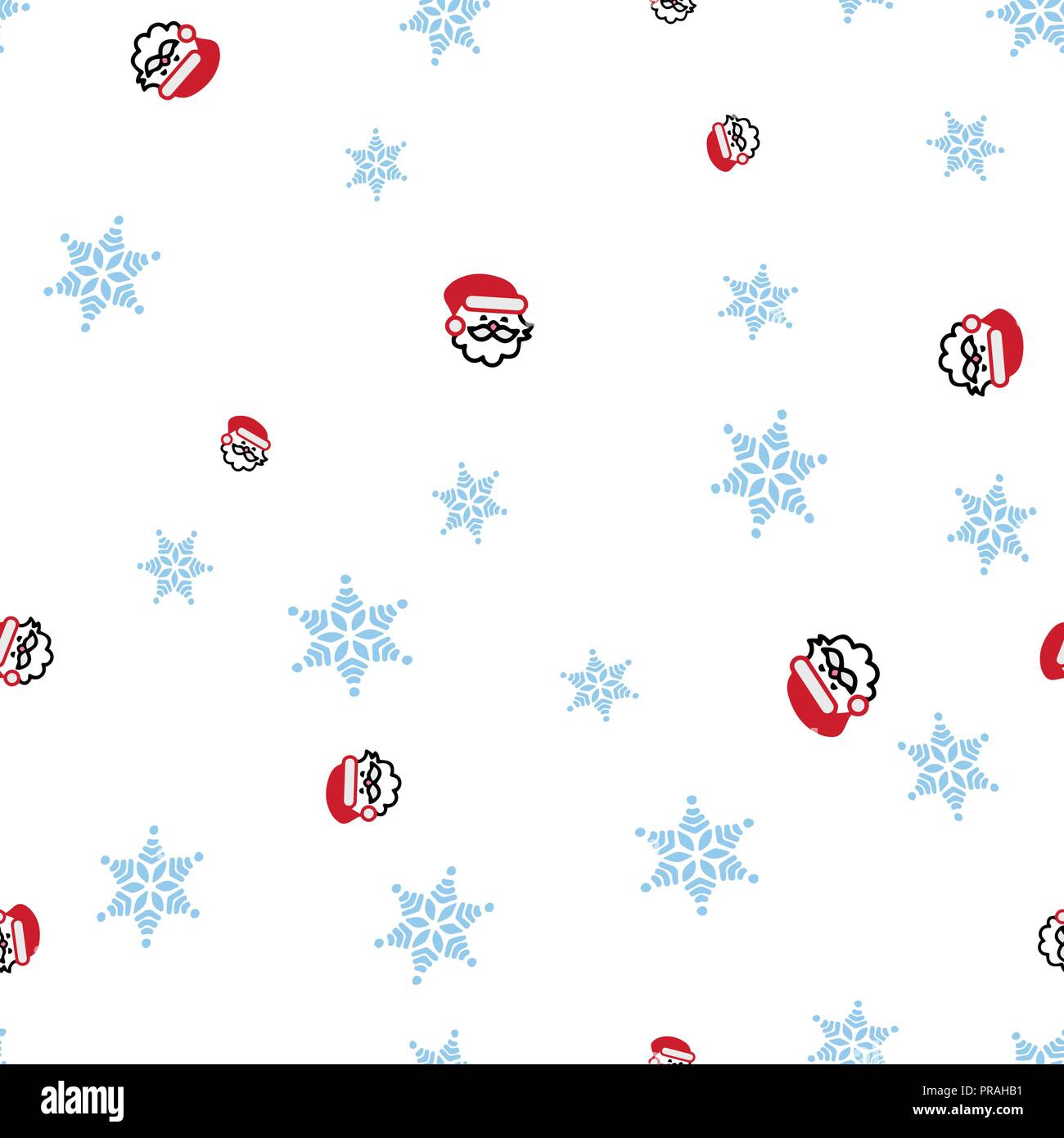 Santa Claus And Snowflake Seamless Pattern Isolated On A White Santa Claus And Snowflake Seamless Pattern Isolated On A White