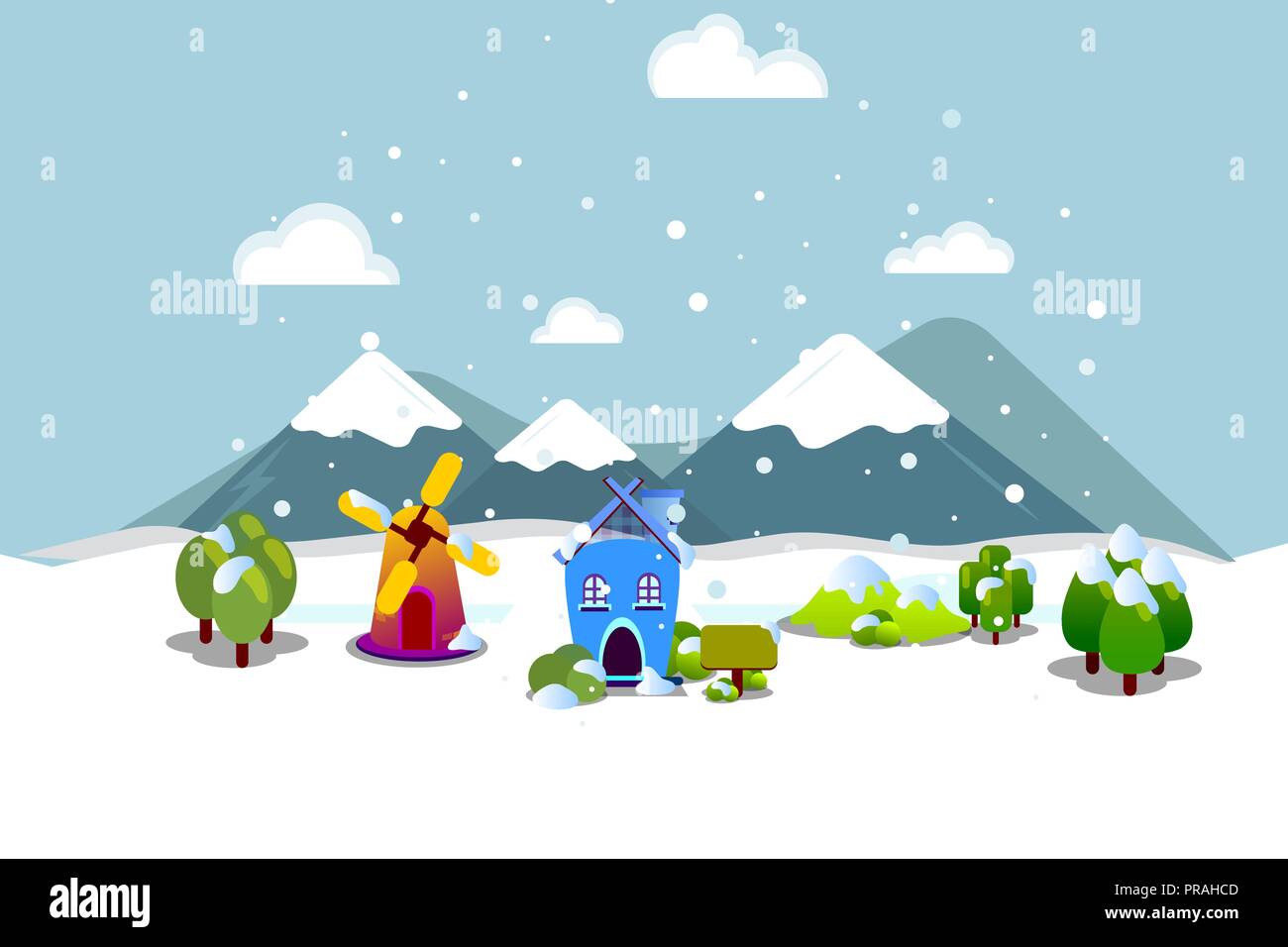 beautiful winter illustration. flat design style Stock Vector Image ...
