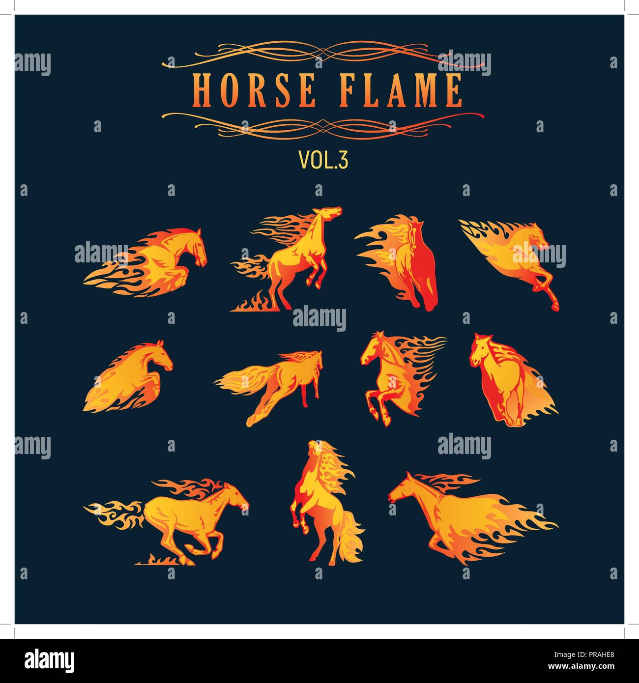 animal flame  set. horse Illustration Vector Stock Vector