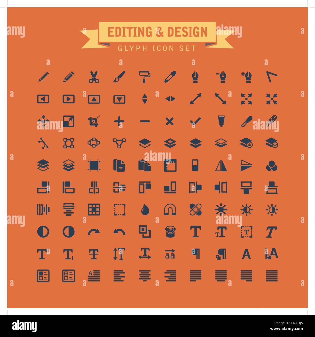 Editing And Design Glyph Icon Set Stock Vector