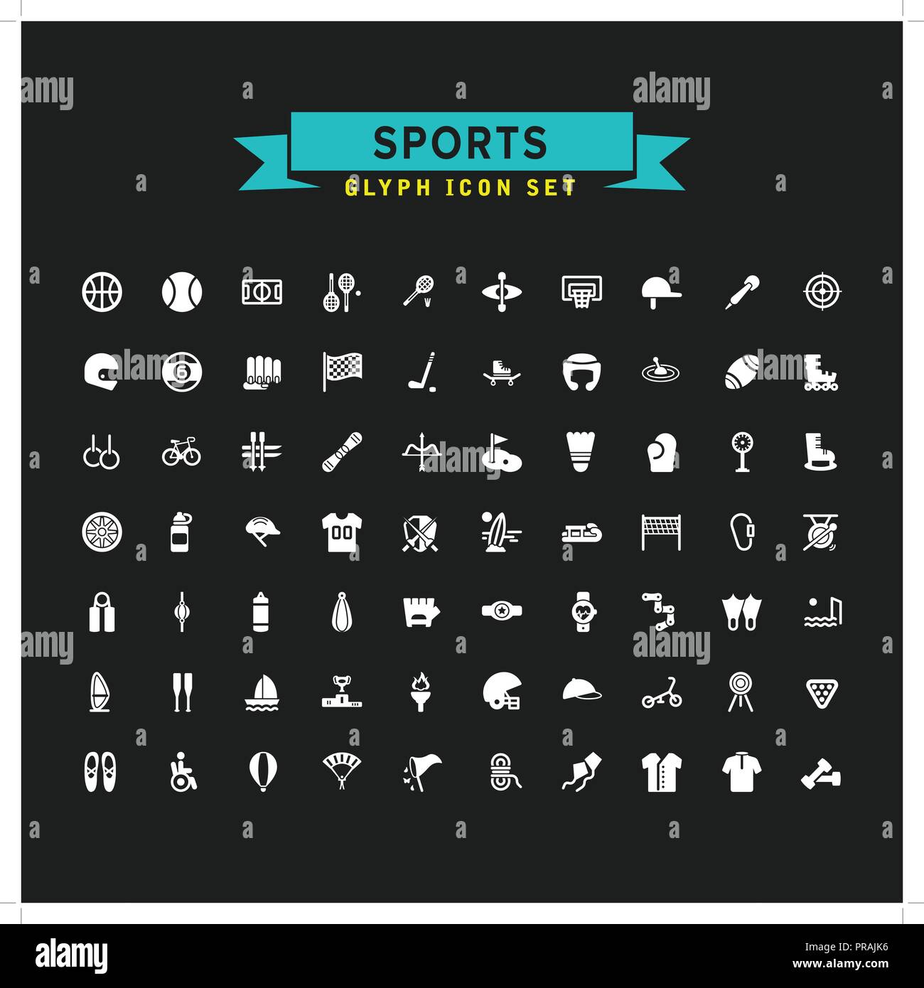 Sports Glyph Icon Set	 Stock Vector