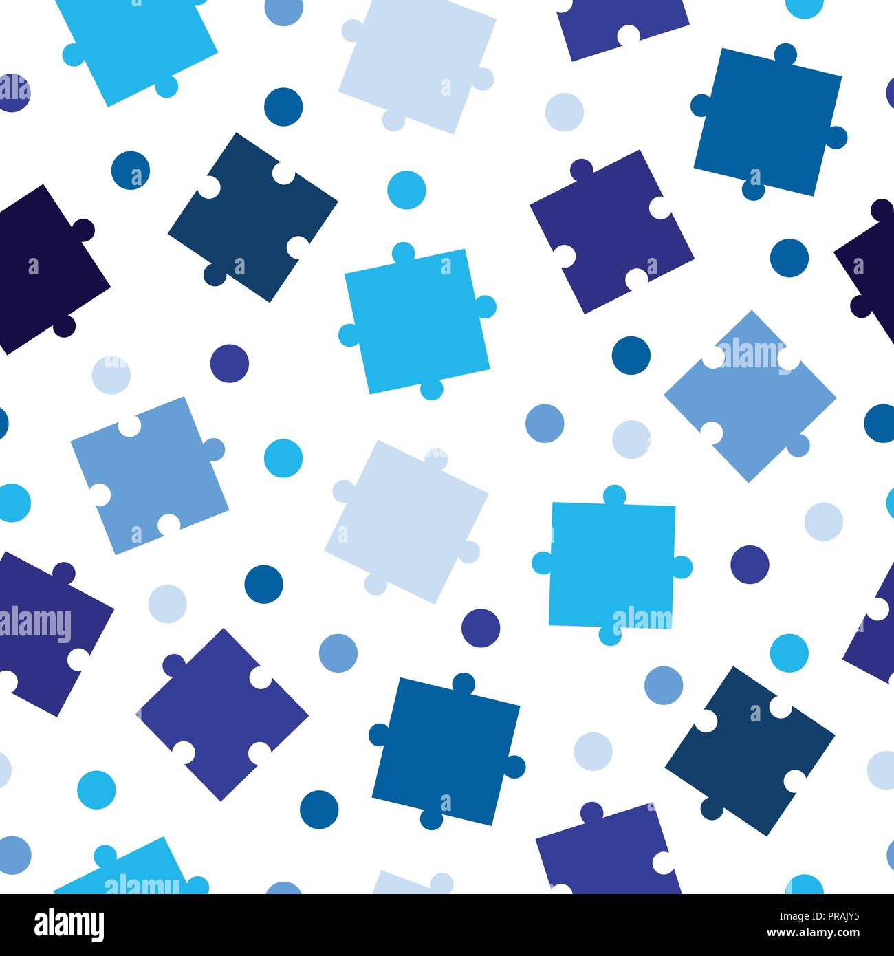 seamless tileable pattern with puzzle pieces vector - blue and ...