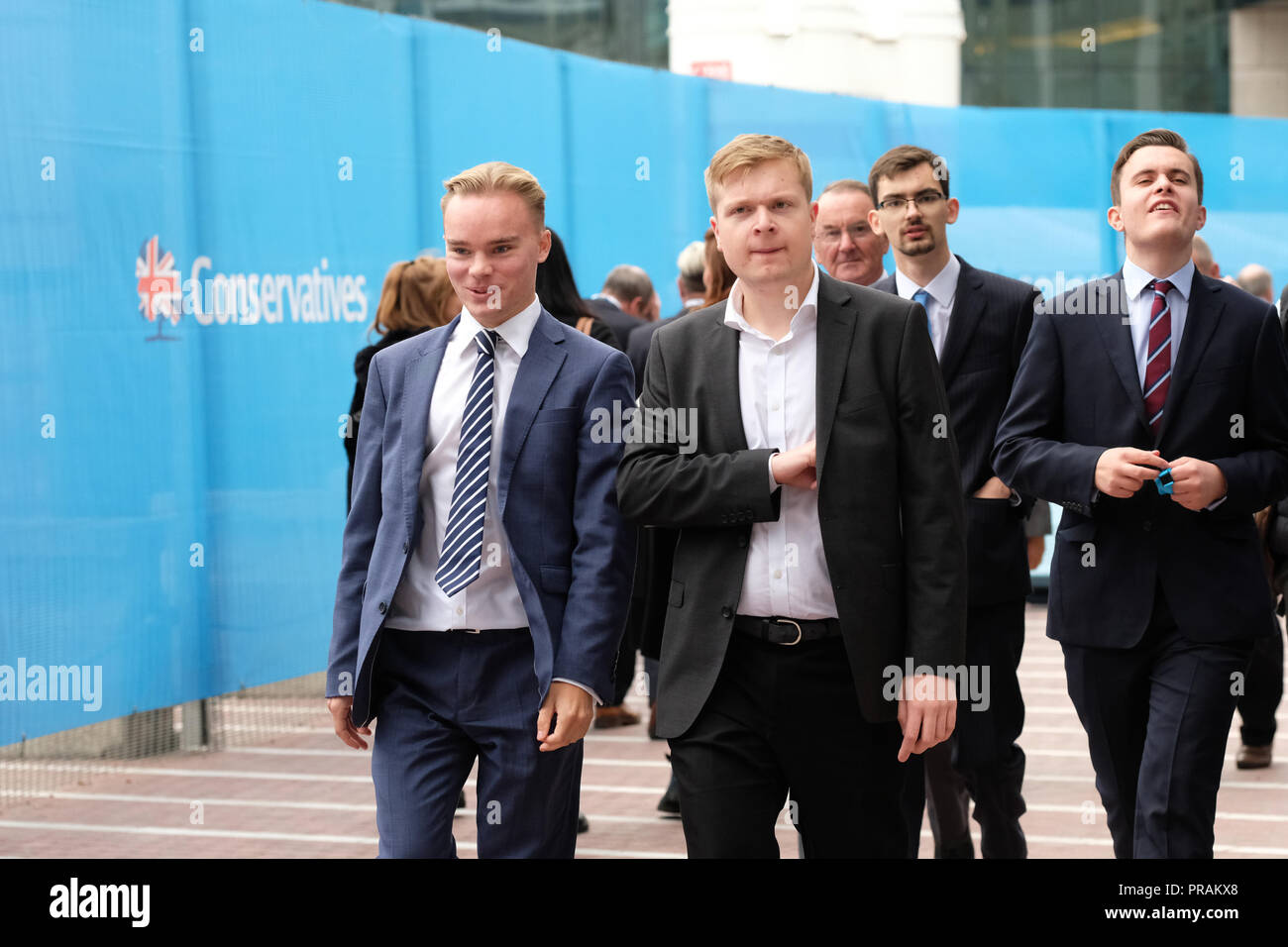 Birmingham, UK. 30th September 2018 - Young Tory party delegates arrive for the first day of the Conservative Party Conference at the ICC in Birmingham  - Photo Steven May / Alamy Live News Stock Photo