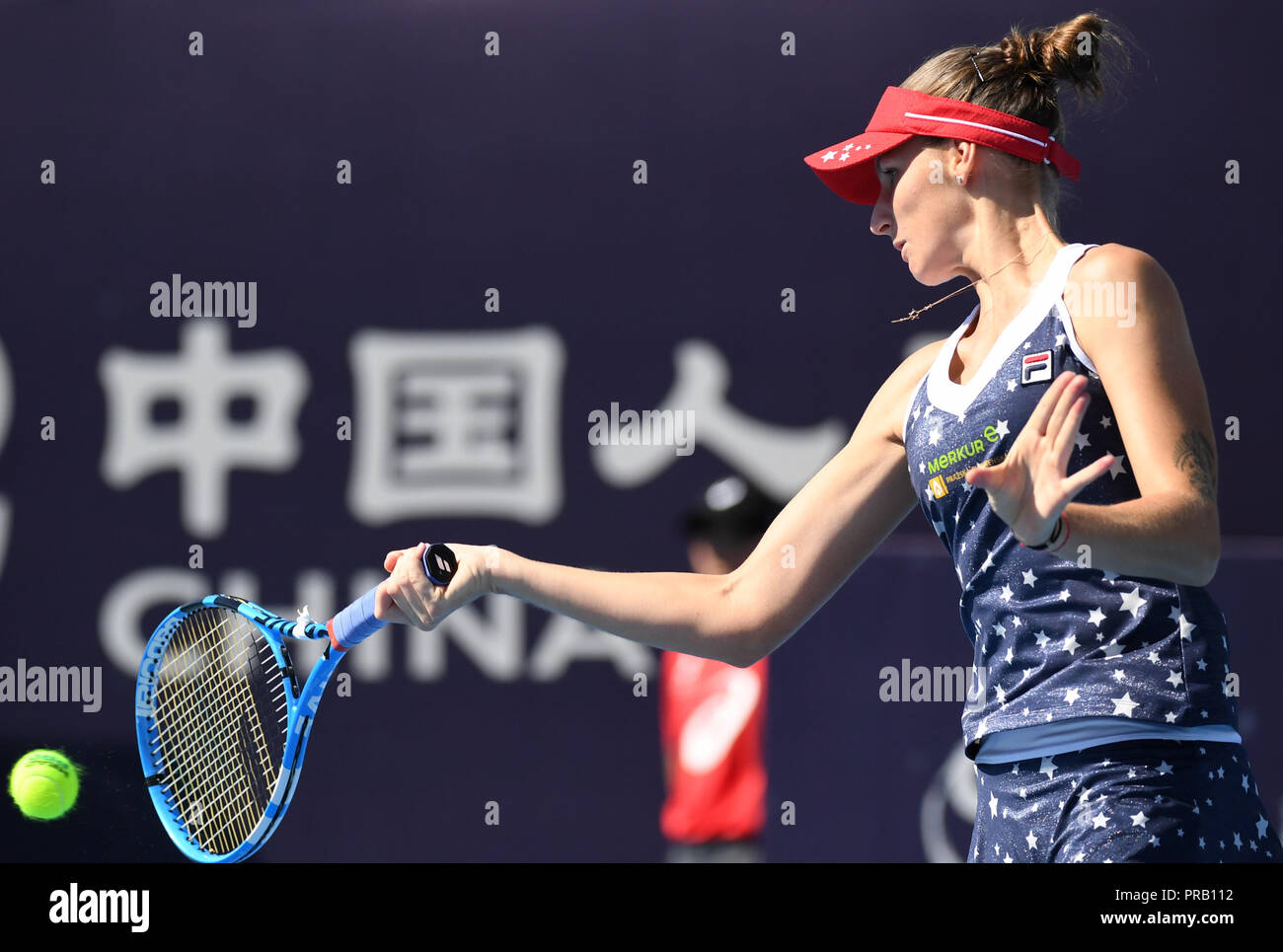 Beijing, China. 1st Oct, 2018. Karolina Pliskova of Czech Republic hits