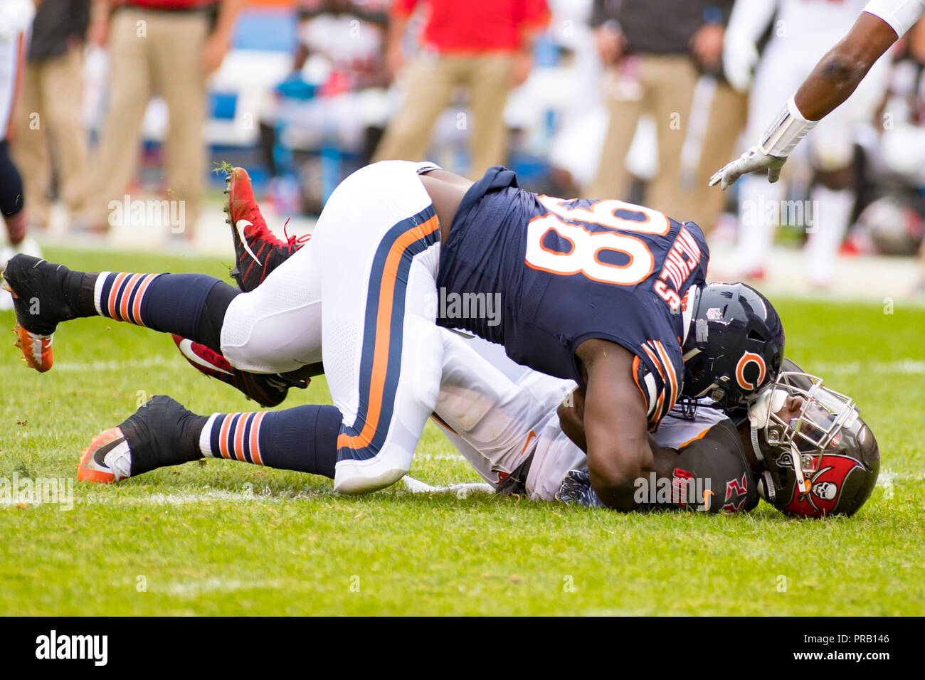 Chicago, Illinois, USA. 30th Sep, 2018. - Bears #18 Taylor Gabriel in  action during the NFL Game between the Tampa Bay Buccaneers and Chicago  Bears at Soldier Field in Chicago, IL. Photographer: