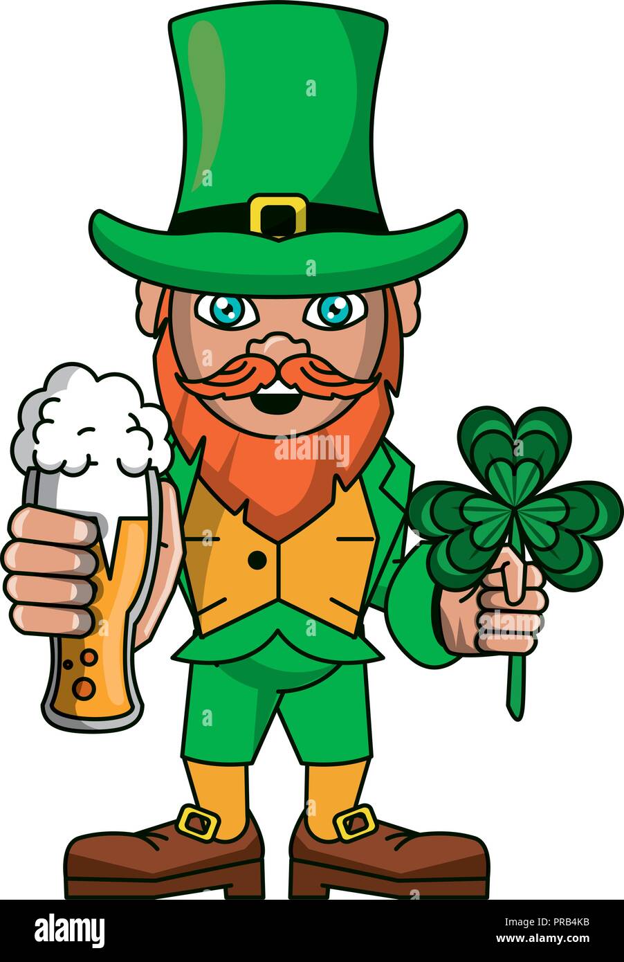 Irish elf with beer and clover cartoon Stock Vector Image & Art Alamy