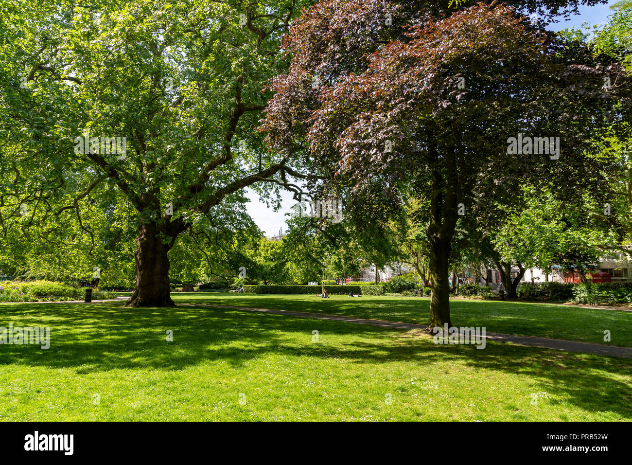 Brunswick Square gardens, a public park in Bloomsbury, central London ...