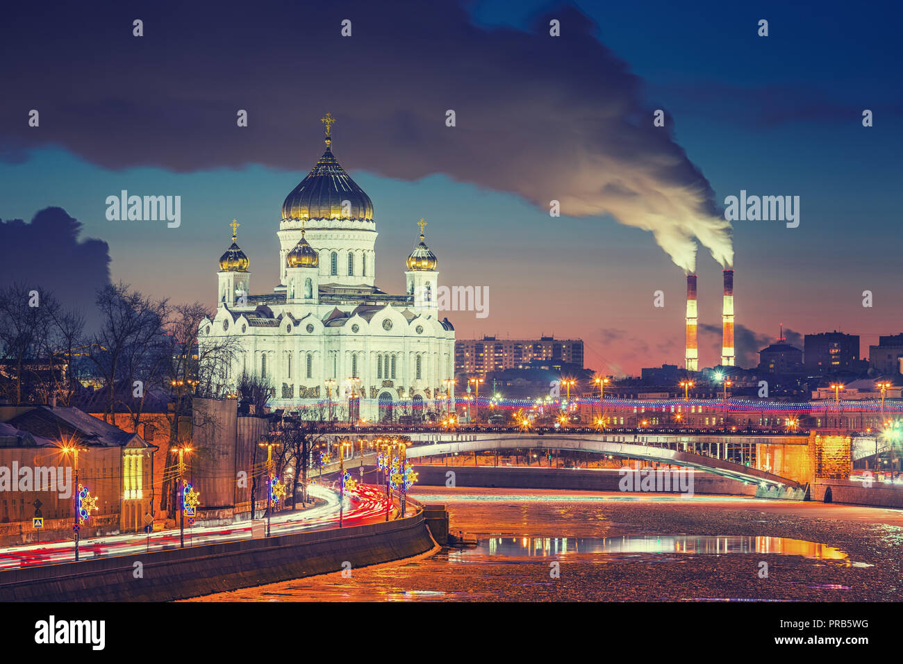 Winter evening in Moscow Stock Photo