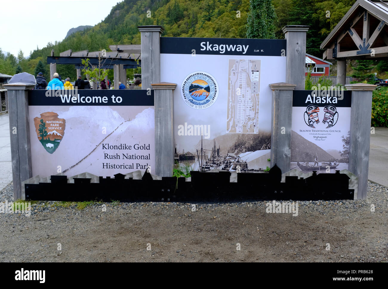 Signs for Skagway, Alaska and Klondike Gold Rush National Historic Park ...