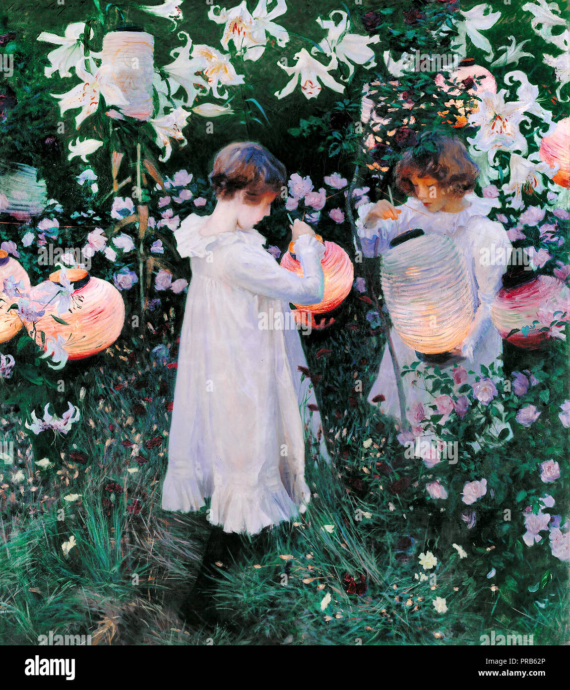 John Singer Sargent, Carnation, Lily, Lily, Rose, Circa 1885, Oil on canvas, Tate Britain, London, England. Stock Photo
