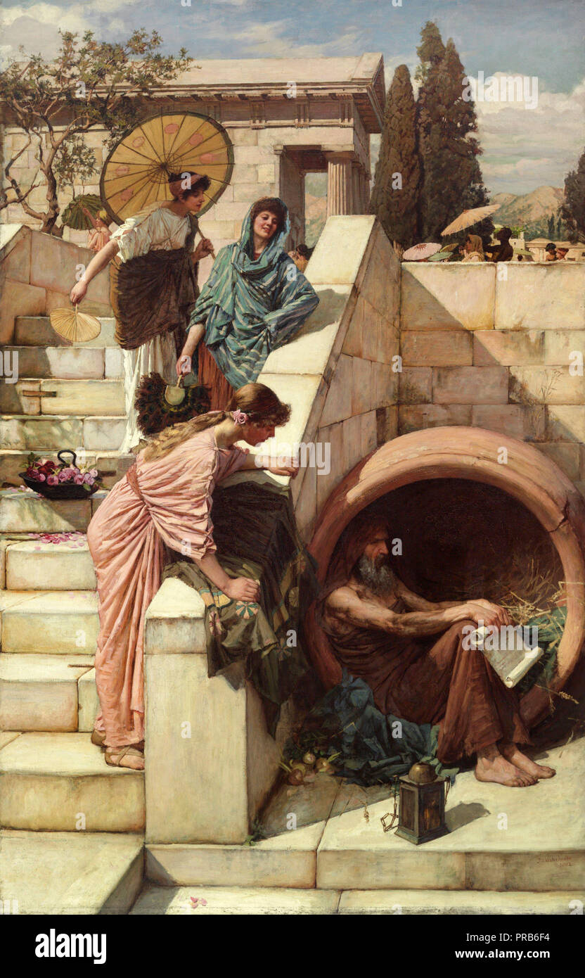 John William Waterhouse, Diogenes 1882 Oil on canvas, Art Gallery of New South Wales, Australia. Stock Photo