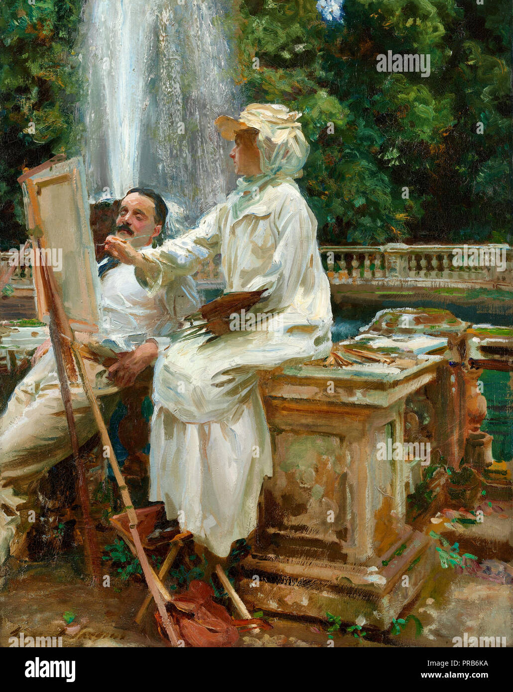 John Singer Sargent, The Fountain, Villa Torlonia, Frascati, Italy 1907 Oil on canvas, Art Institute of Chicago, Chicago, USA. Stock Photo