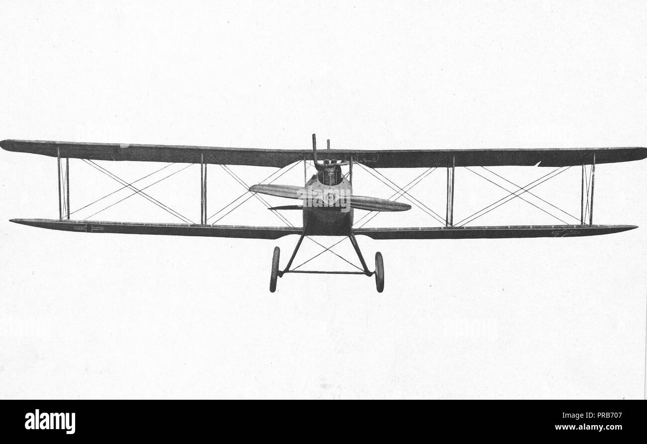 Types of German Airplanes. L.V.G. Biplace Biplane. Front View Stock Photo