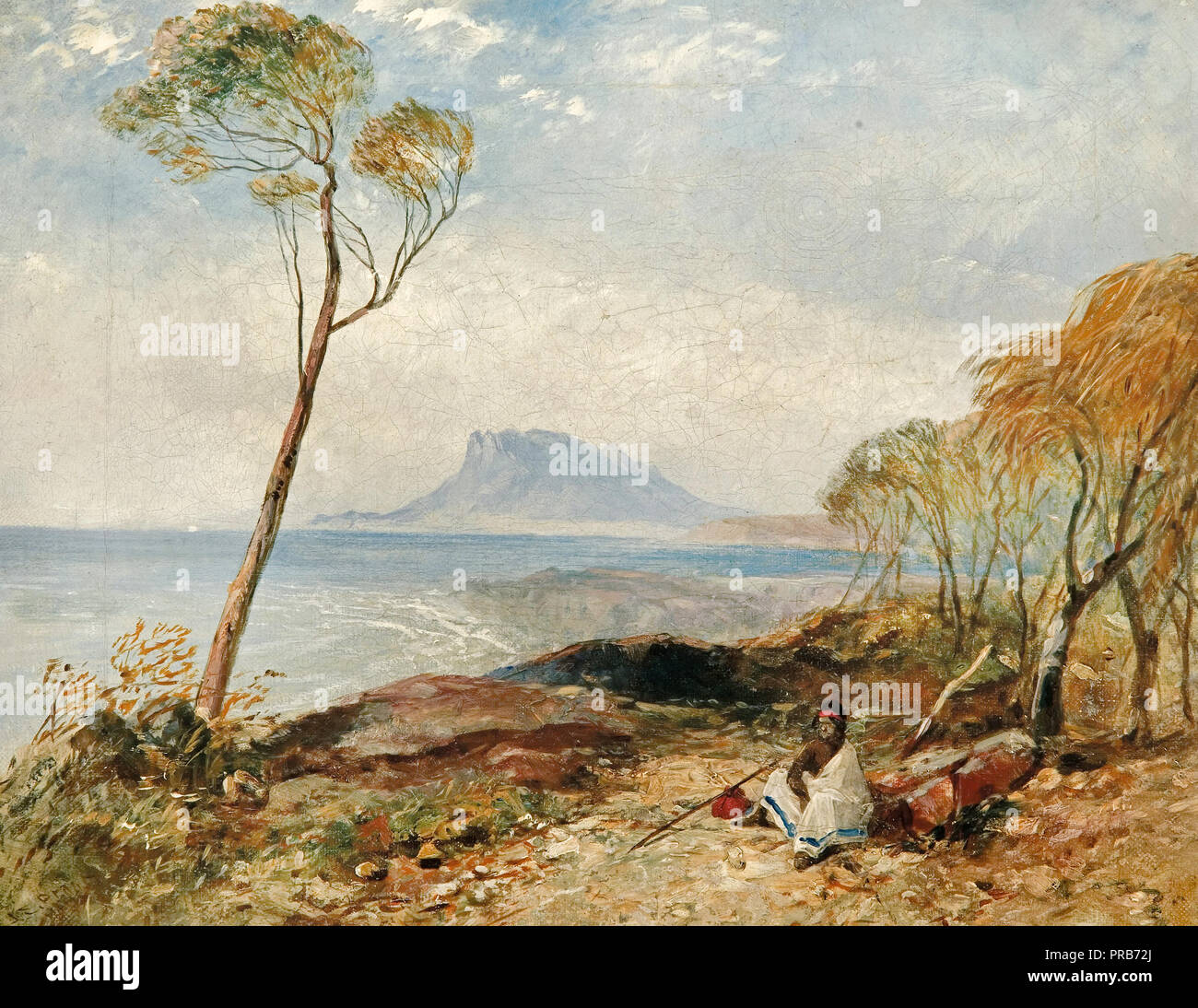 John Skinner Prout, Maria Island from Little Swanport, Van Diemen's Land Circa 1846, Oil on canvas, Art Gallery of South Australia. Stock Photo