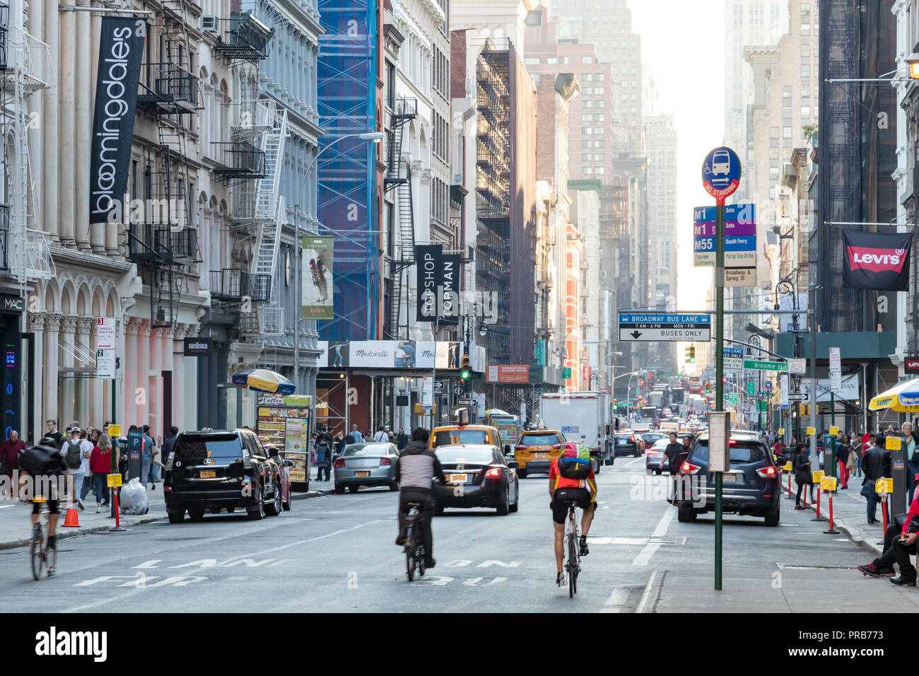 NEW YORK CITY, CIRCA 2018 Street view looking down Broadway is busy