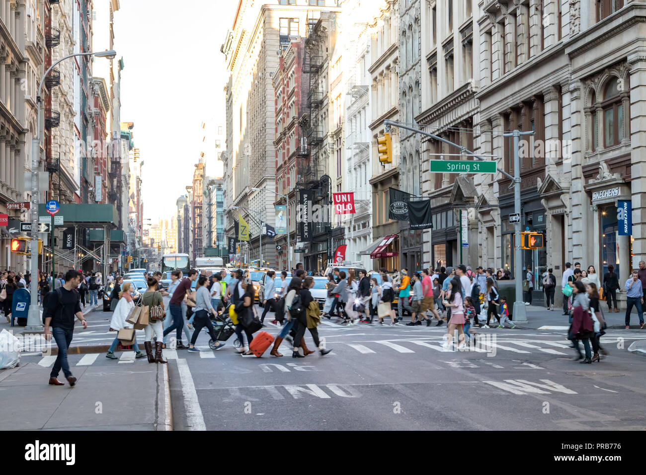 NEW YORK CITY, CIRCA 2018: Busy crowds of people walk across the ...