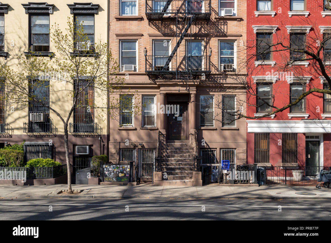 Colorful old buildings on 10th Street in the East Village of Manhattan ...