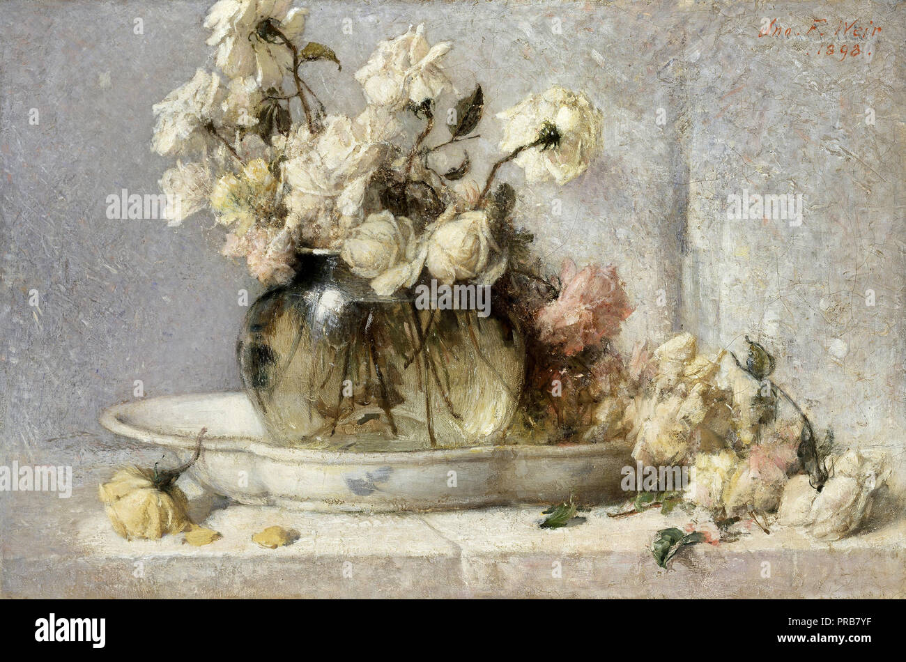 John Ferguson Weir, Roses 1898 Oil on canvas, Smithsonian American Art Museum, Washington, D.C., USA. Stock Photo