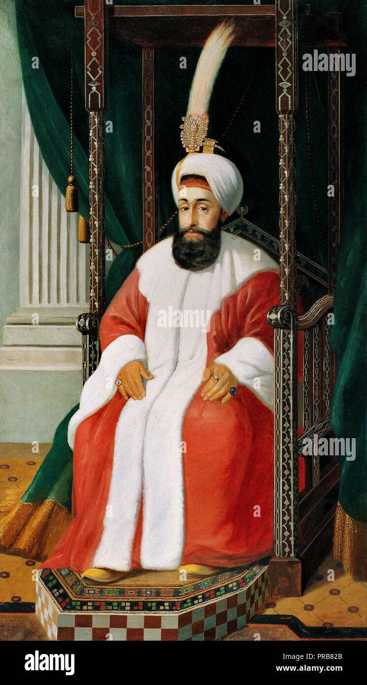 Joseph Warnia-Zarzecki, Selim III, 28th Sultan of the Ottoman Empire and 107th Caliph of Islam, Late 19th Century - Early 20th Century Oil on canvas,  Stock Photo