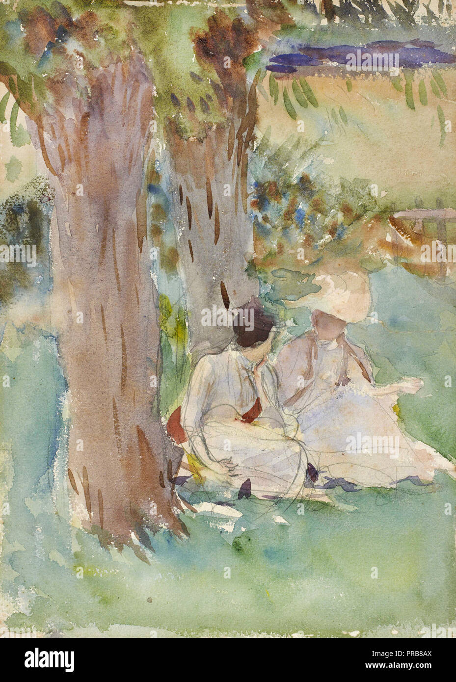 John Singer Sargent, Under the Willows 1888 Watercolor, Museum of Fine Arts, Houston, USA. Stock Photo