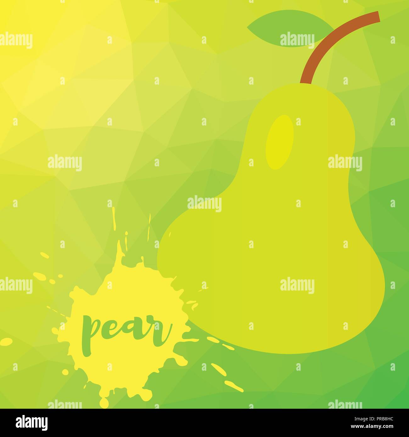 Vector illustration. pear on a multi-colored polygonal art background Stock Vector