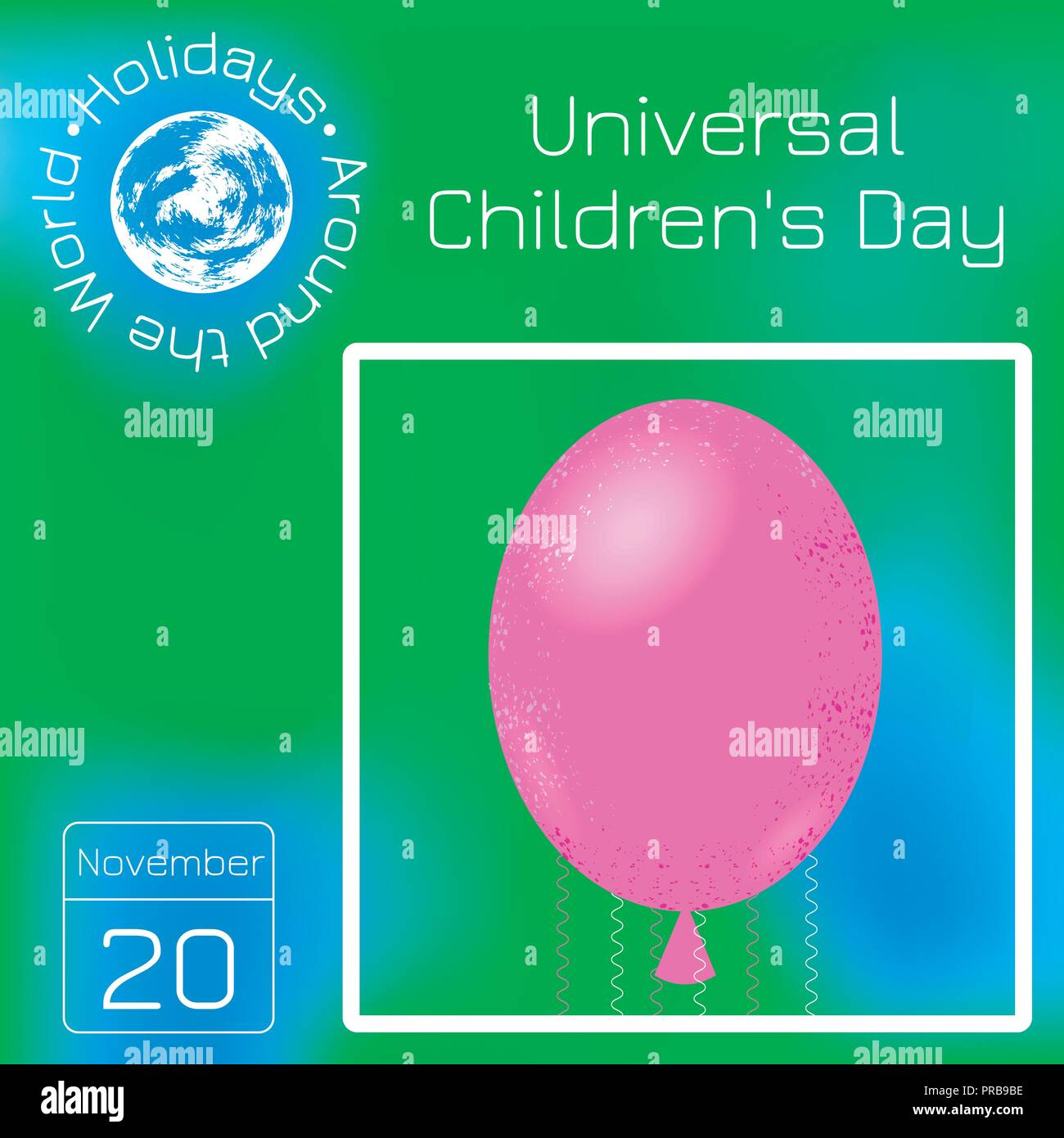 Universal Childrens Day. Air balloon. Calendar. Holidays Around the