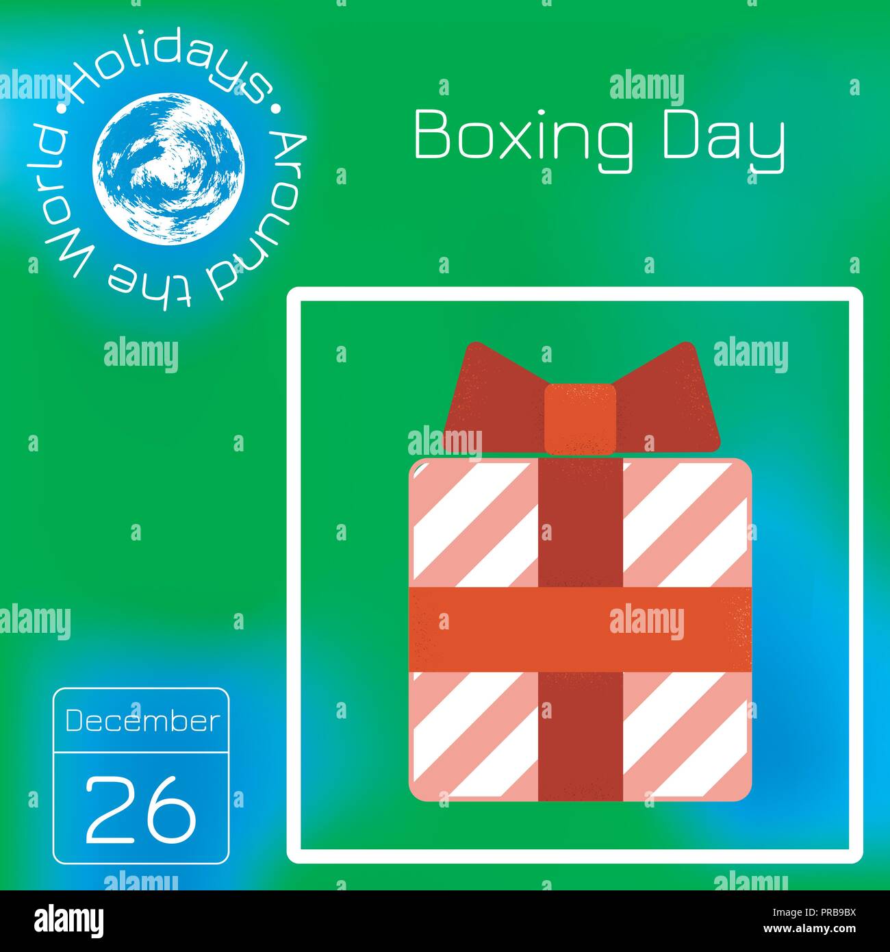 Boxing Day. Red gift box. Grunge texture. Calendar. Holidays Around the
