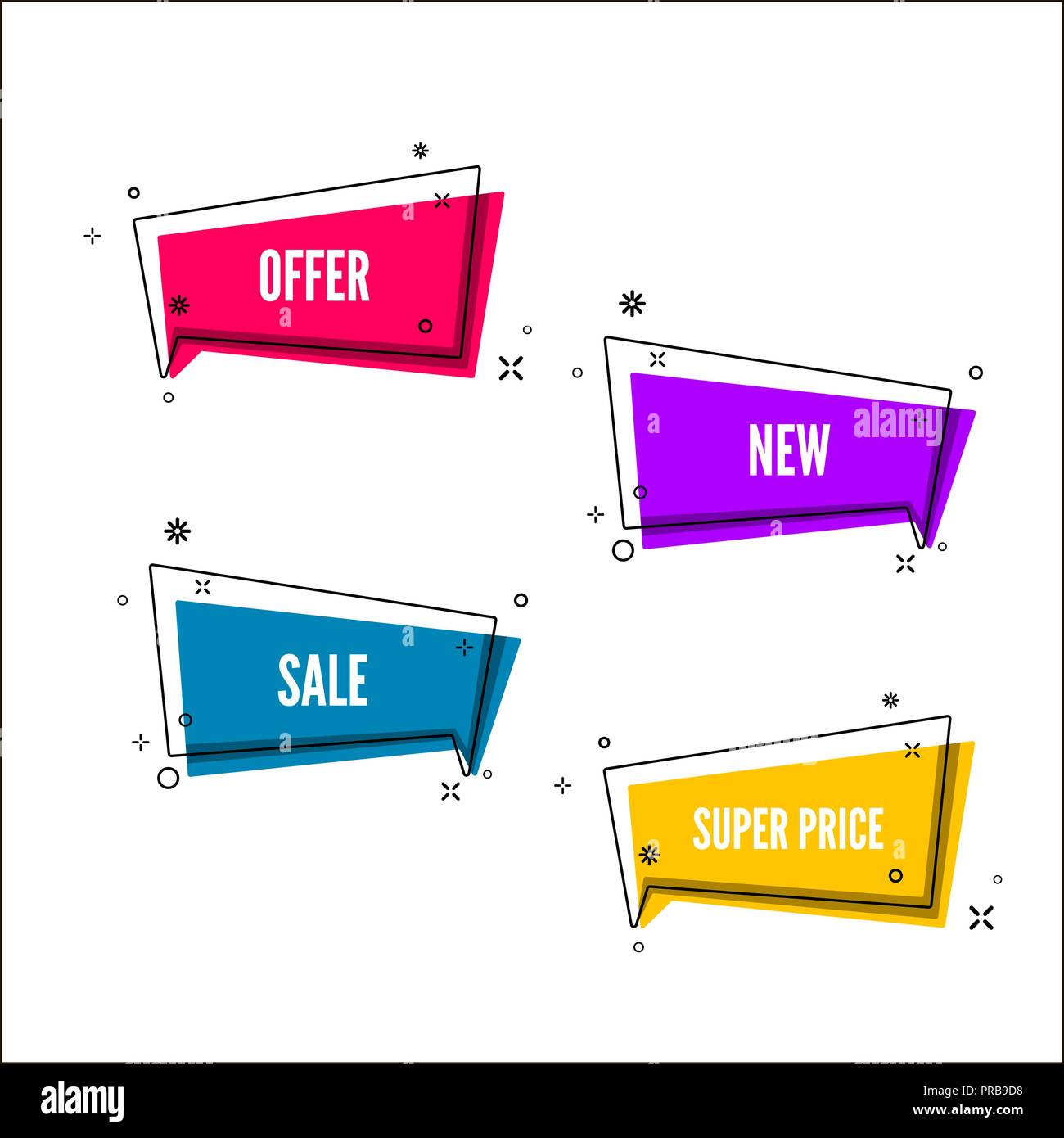 Abstract offers banner set.  Colorful bubble with promotion text. Set of geometric promo template. Vector illustration Stock Vector