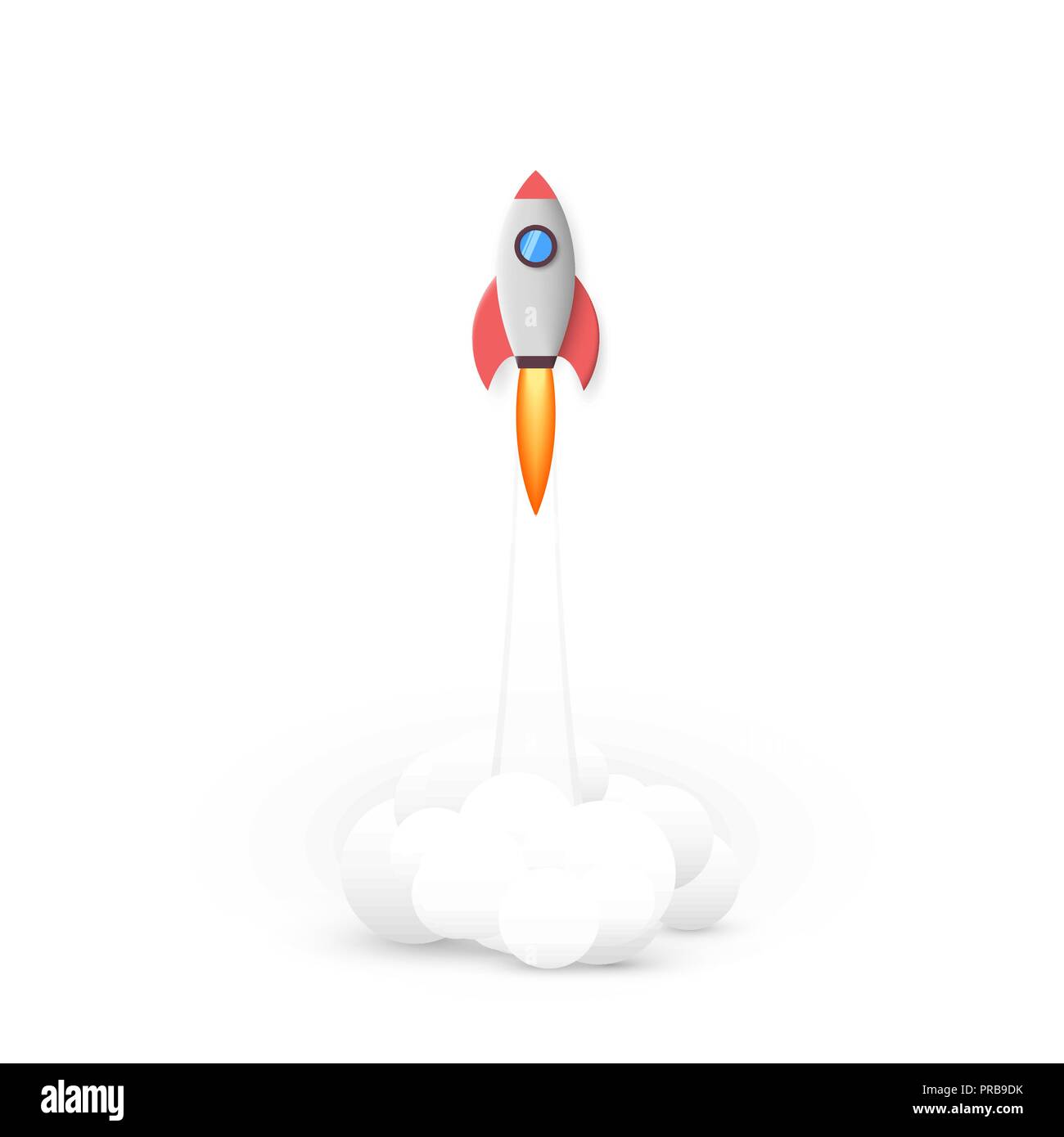 Rocket fly. Business idea start up concept. Vector illustration isolated on white Stock Vector