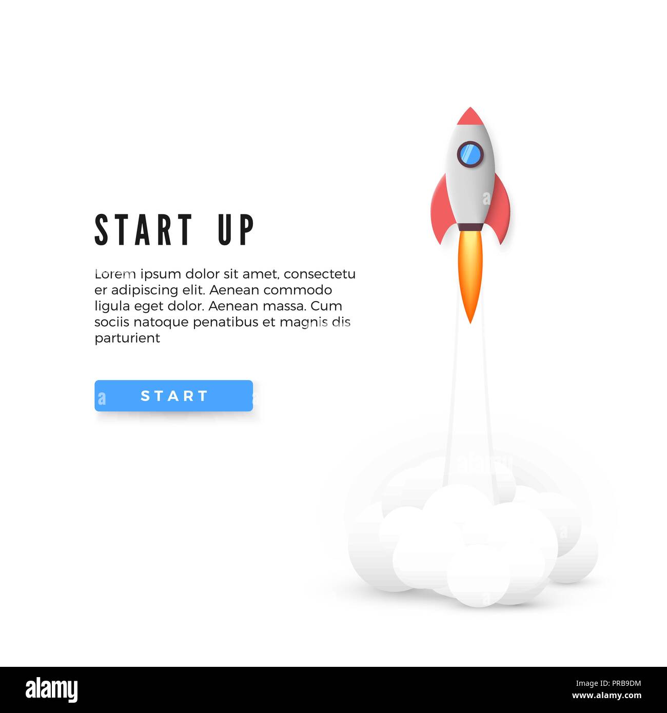 Start Up Concept Banner. Creative Business Idea Development. Launch Rocket. Vector illustration Stock Vector