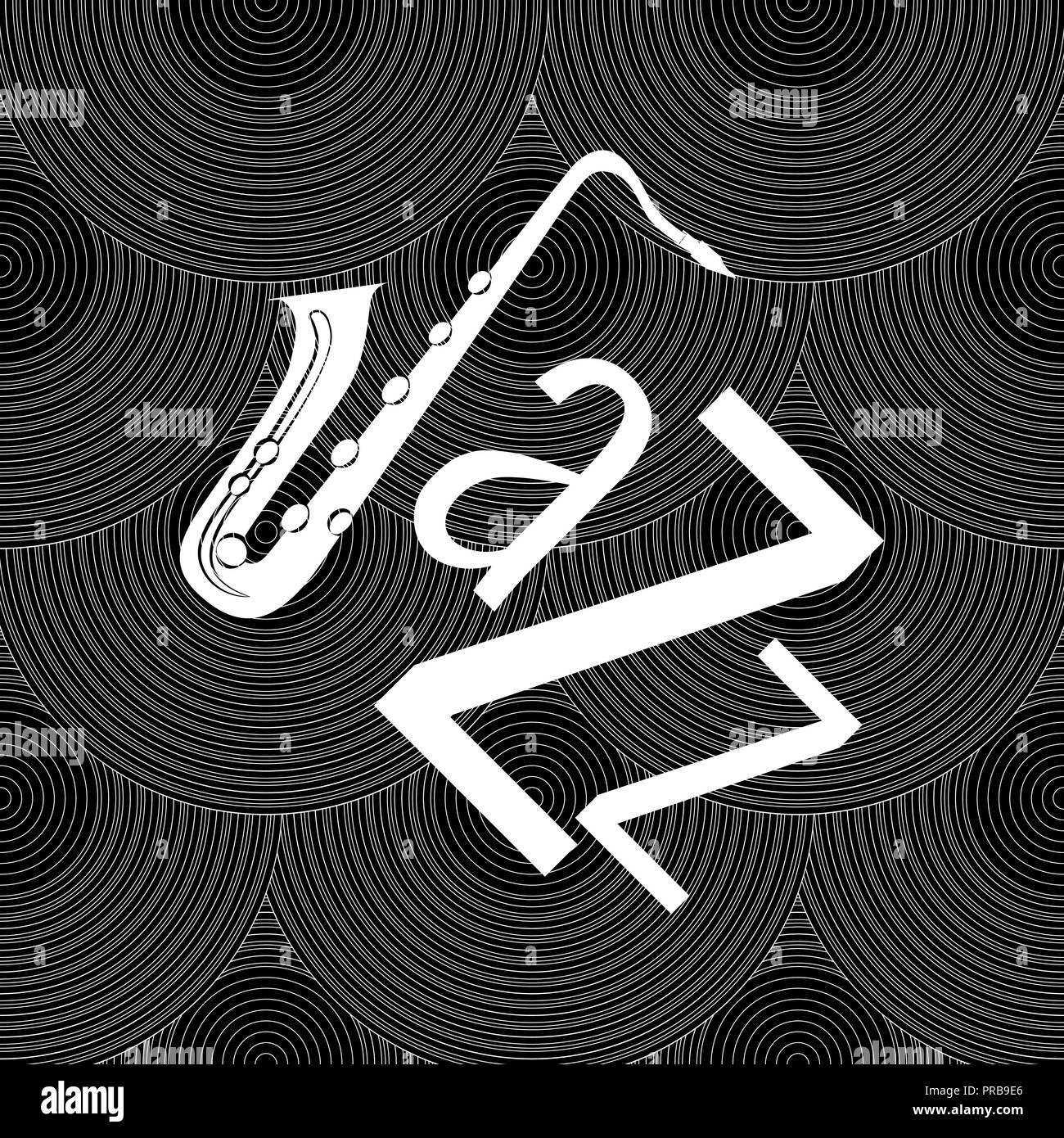 Jazz concept. Vinyl record and the word Jazz. Letter J saxophone