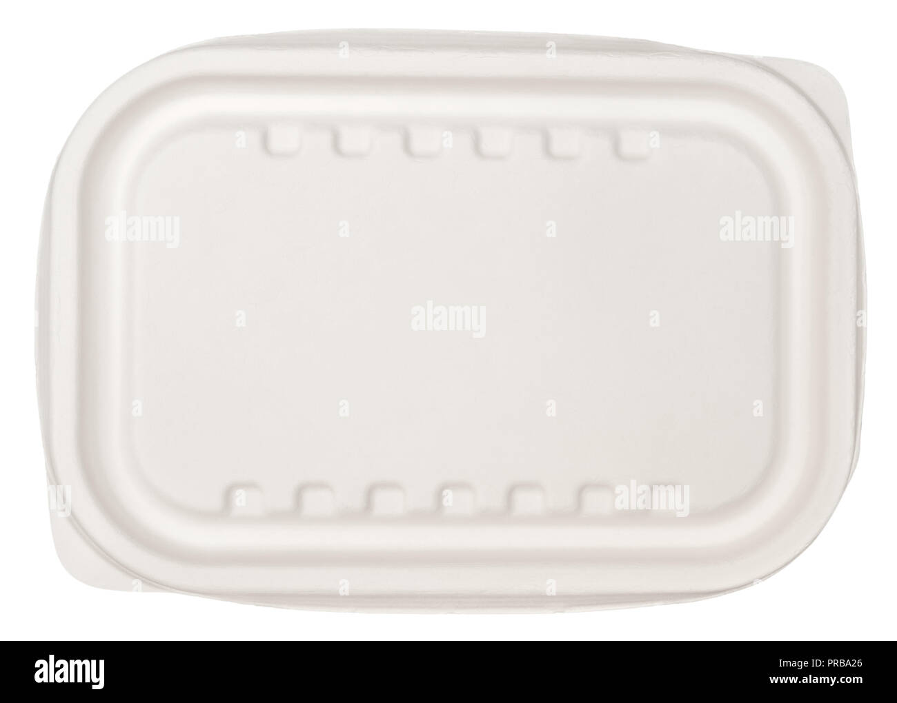 Microwavable natural fiber container isolated on white background, top view Stock Photo