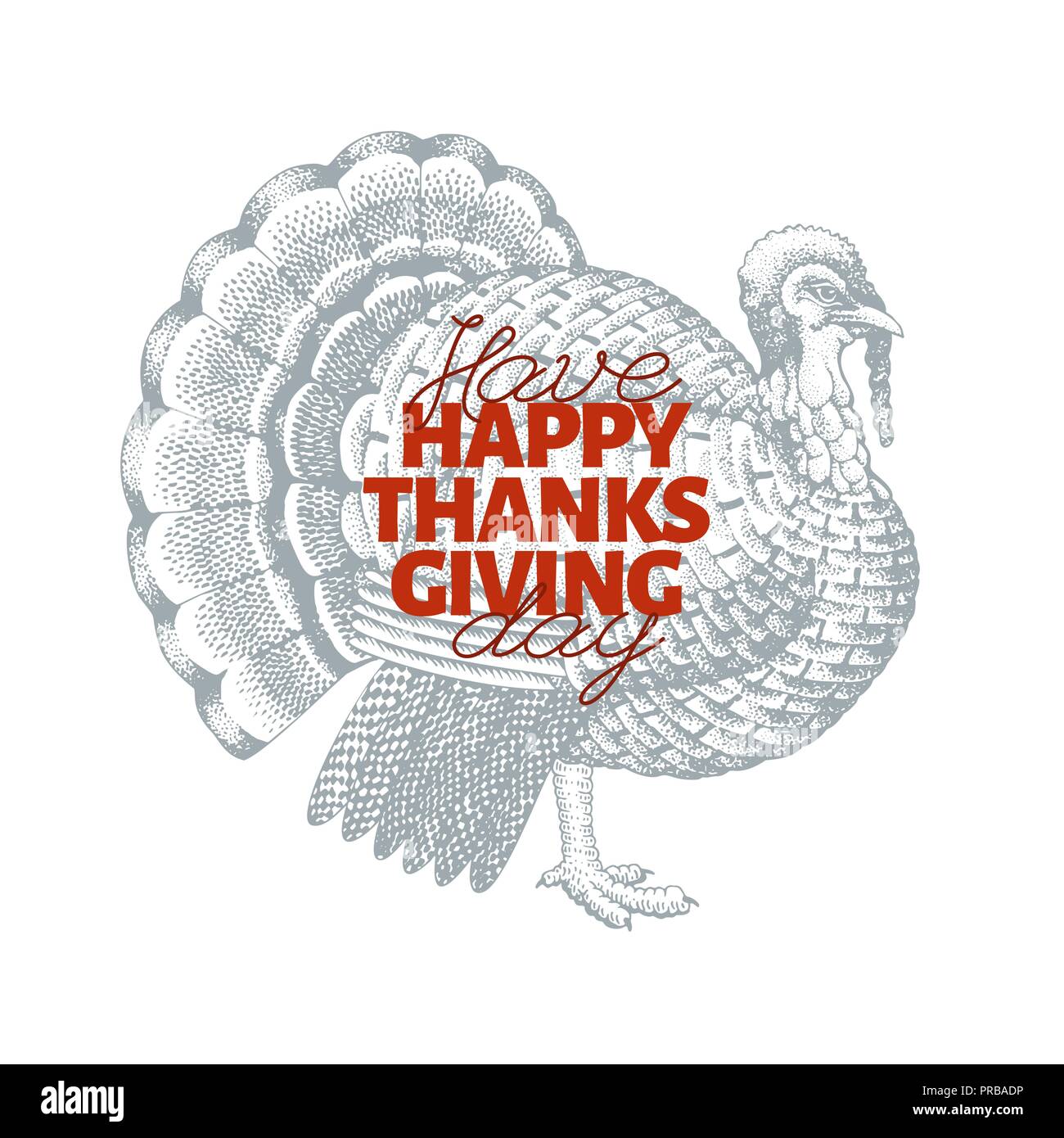 Happy Thanksgiving Day design template. Vector hand drawn turkey ...