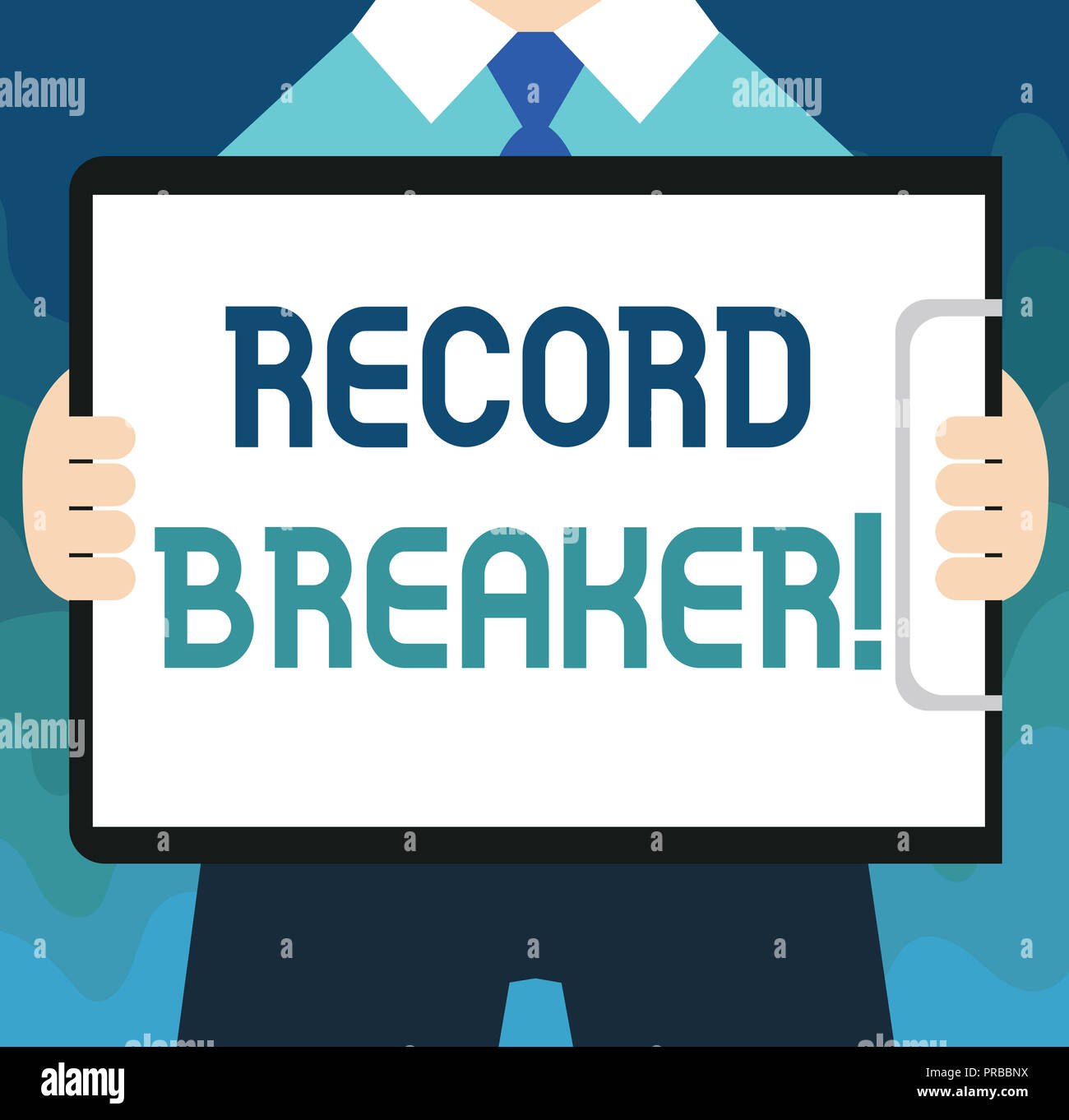 Handwriting text Record Breaker. Concept meaning someone or something