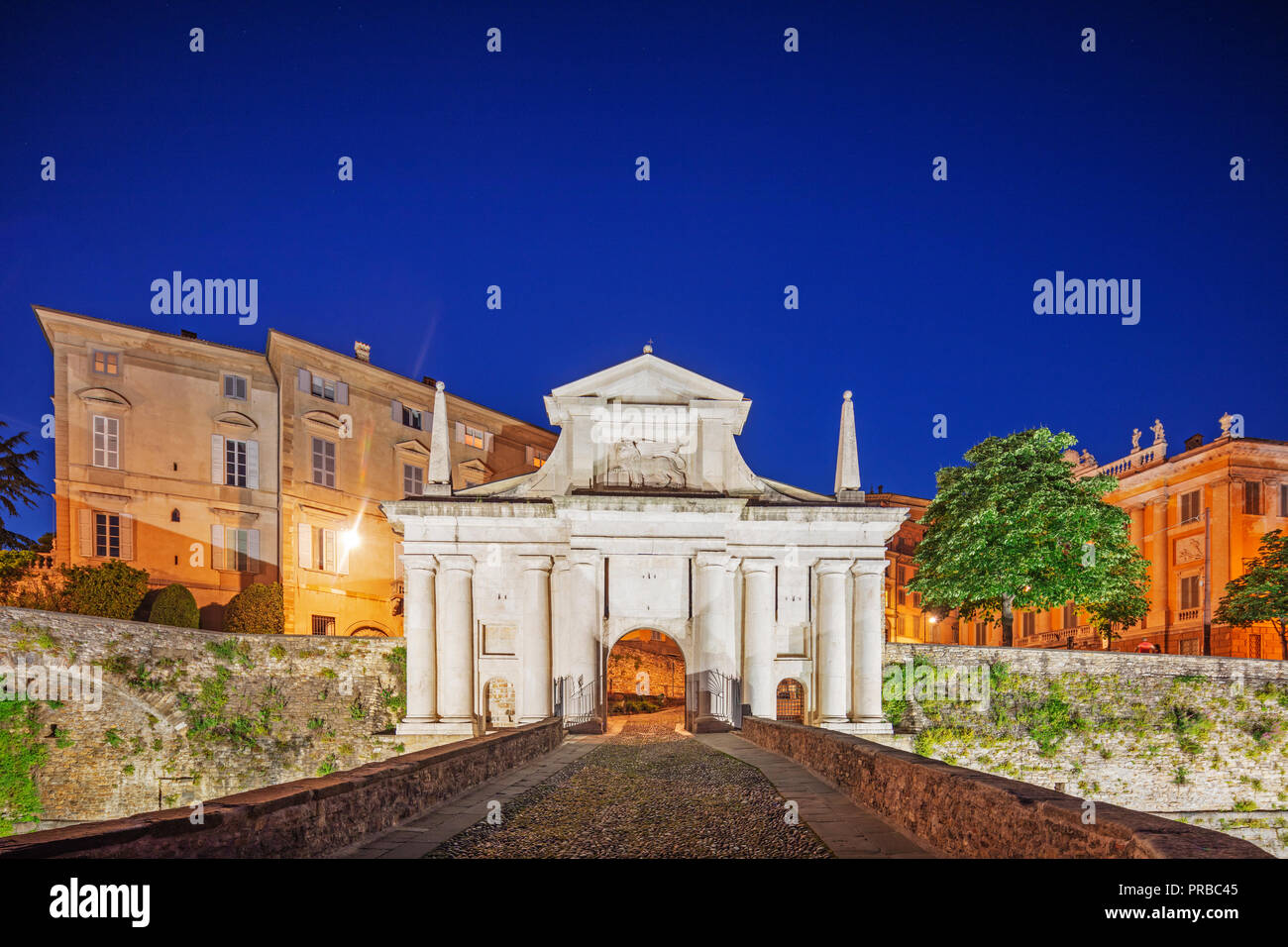 Europe, Italy, Lombardy, Bergamo, Porta San Giacomo, Upper Town (Citta Alta) Stock Photo