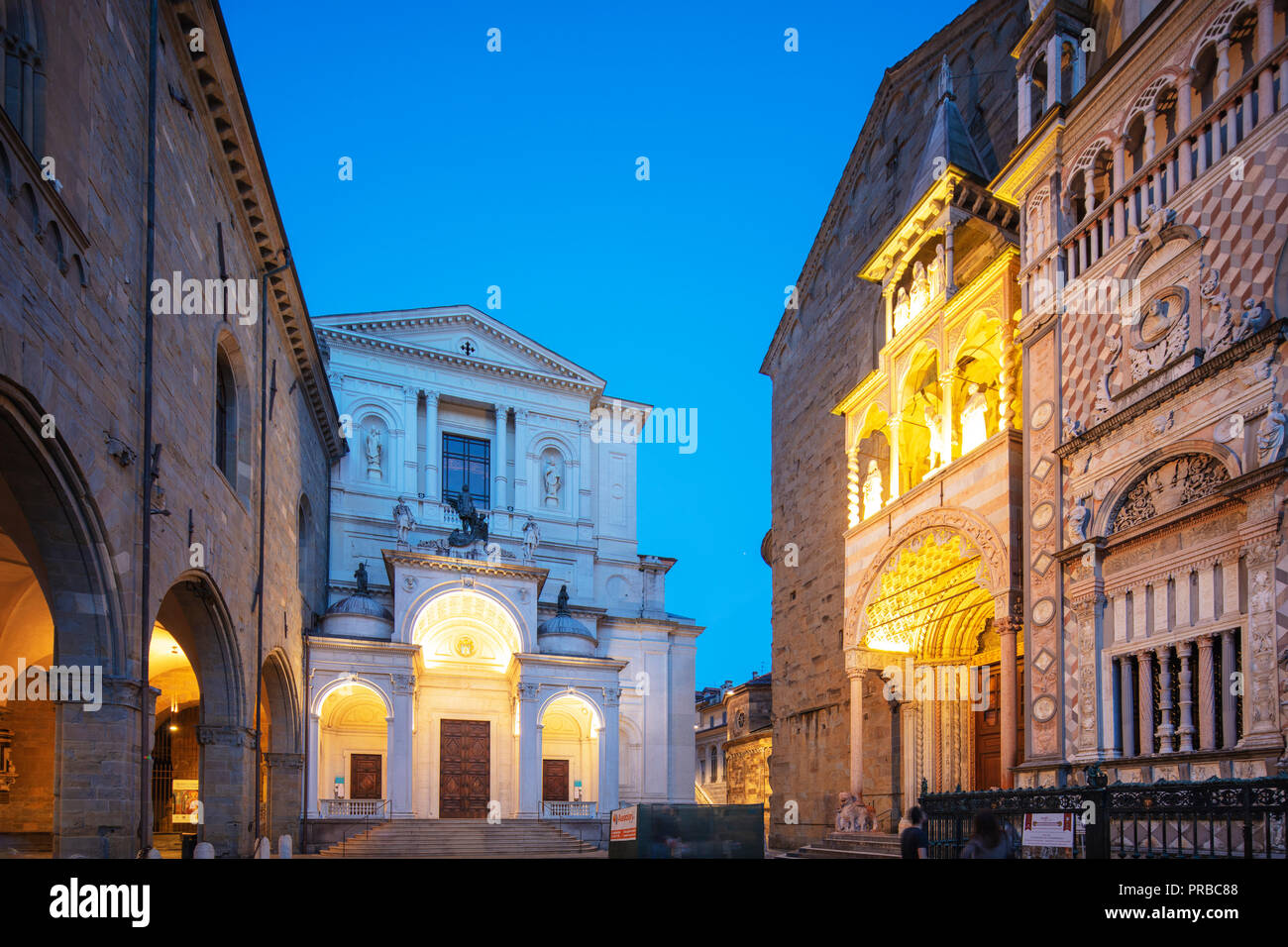 Europe, Italy, Lombardy, Bergamo, St Mary Major (Santa Maria Maggiore) Basilica in Piazza Vecchia Stock Photo