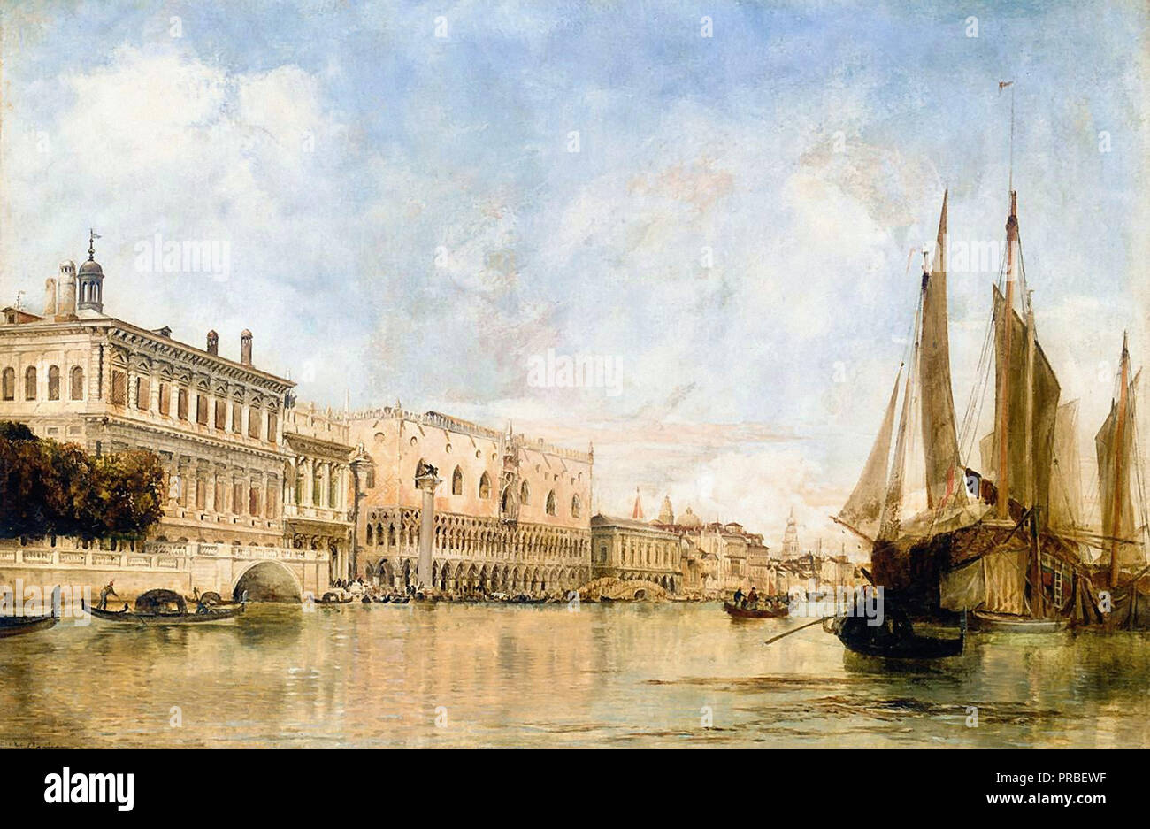 Cooke  Edward William - View of the Molo  Venice  with the Piazzetta DI San Marco and the Doge's Palace Stock Photo