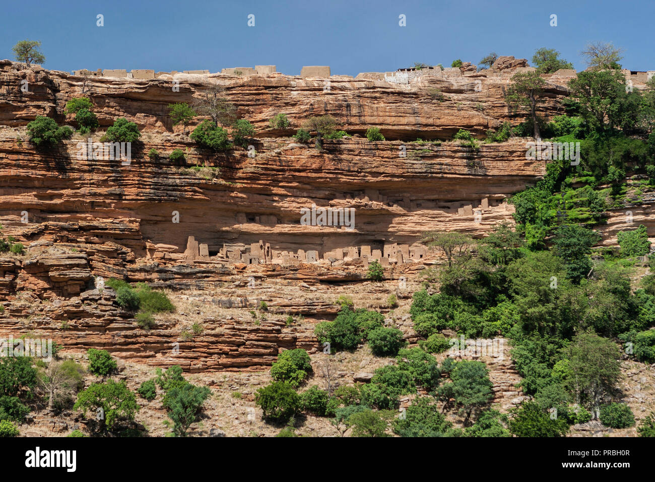 Ancient Tellem dwellings on the Bandiagara Escarpment in Mali (Africa) Stock Photo