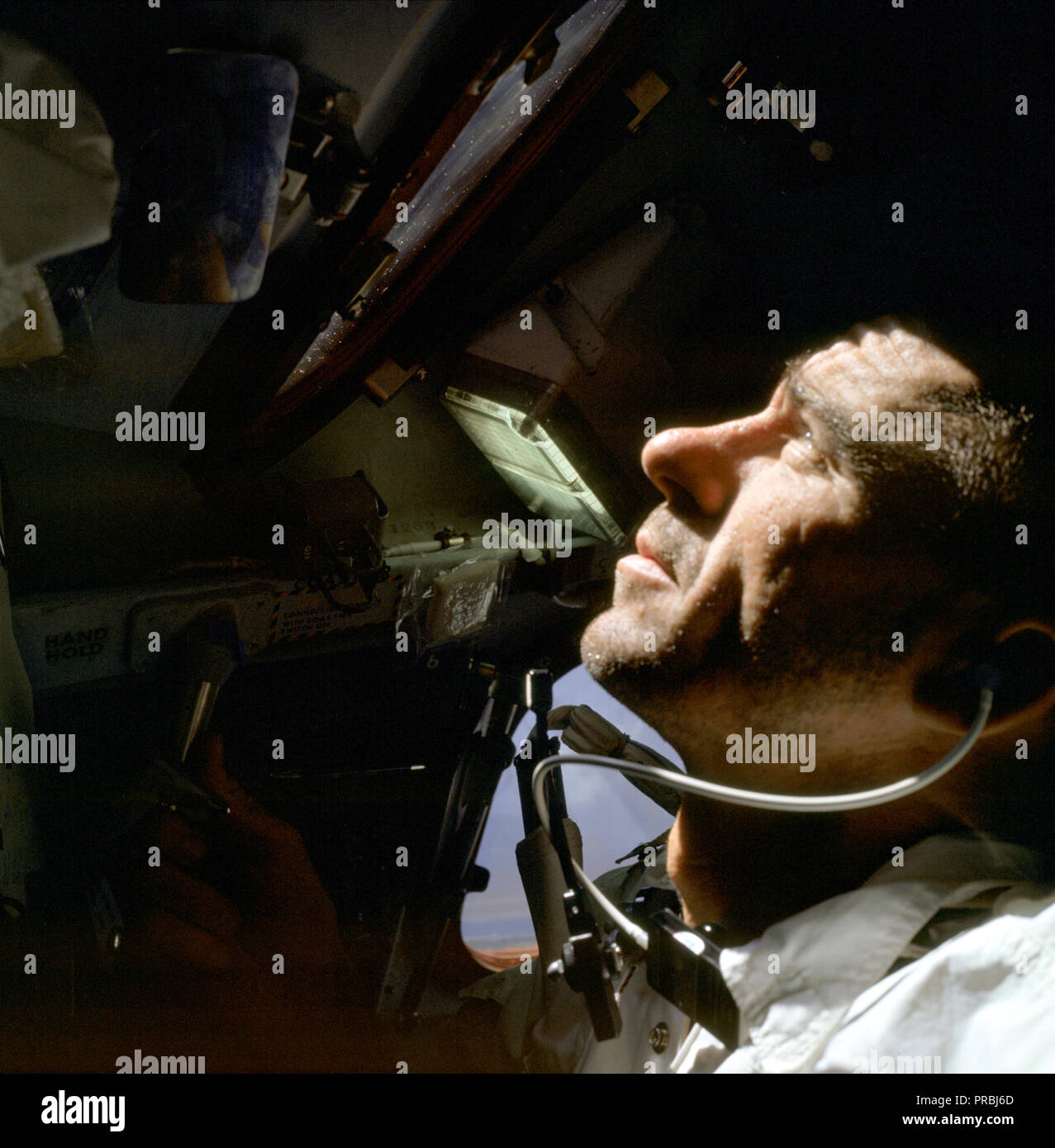 (11-22 Oct. 1968) --- Astronaut Walter Cunningham, Apollo 7 lunar module pilot, is photographed during the Apollo 7 mission. Stock Photo