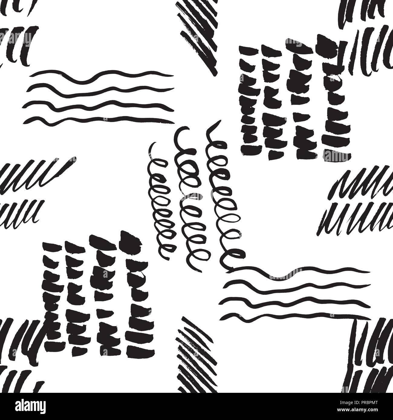 Seamless pattern hand drawn with a brush strokes. Abstract brushstrokes ...