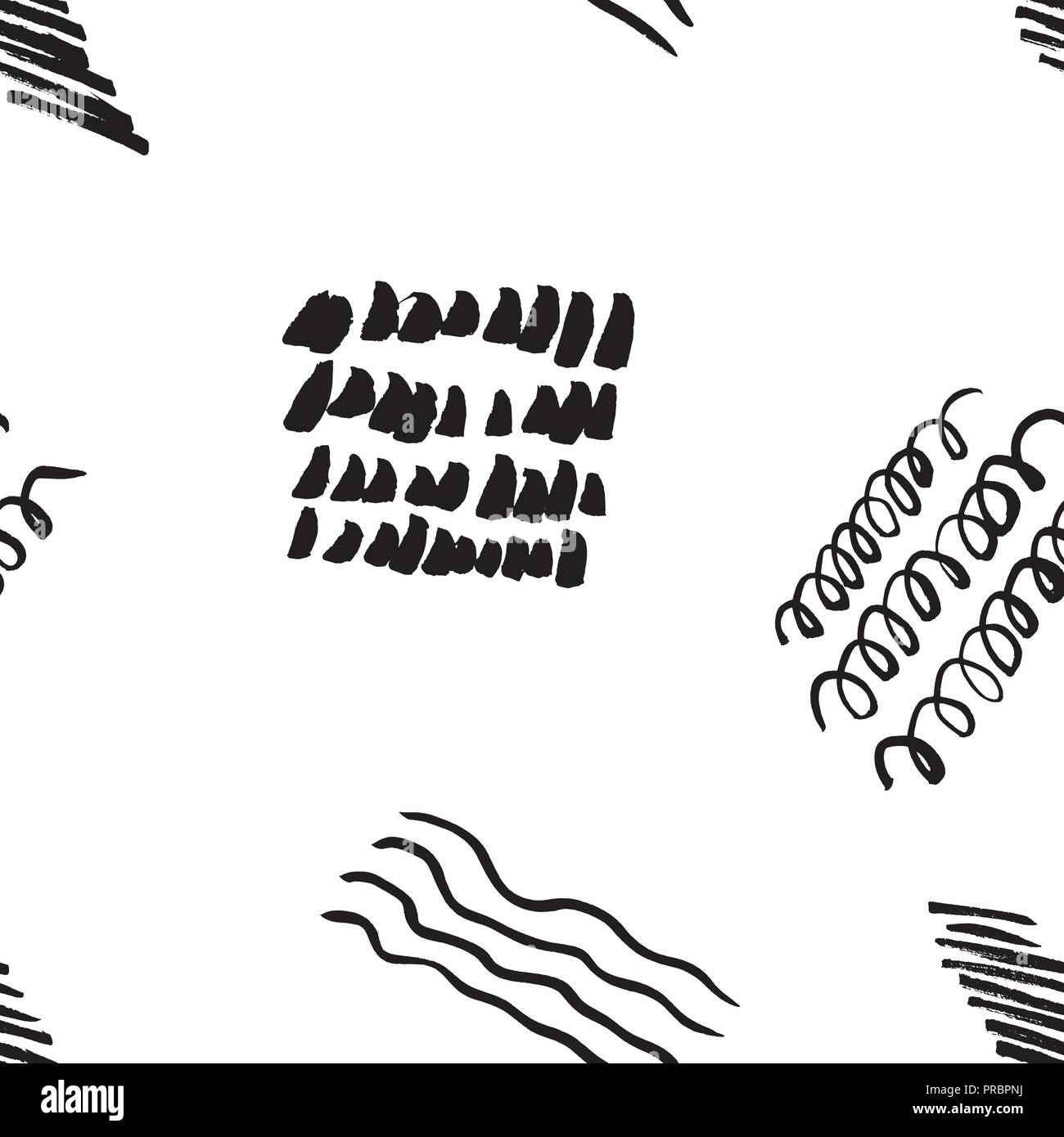 Seamless pattern hand drawn with a brush strokes. Abstract brushstrokes ...