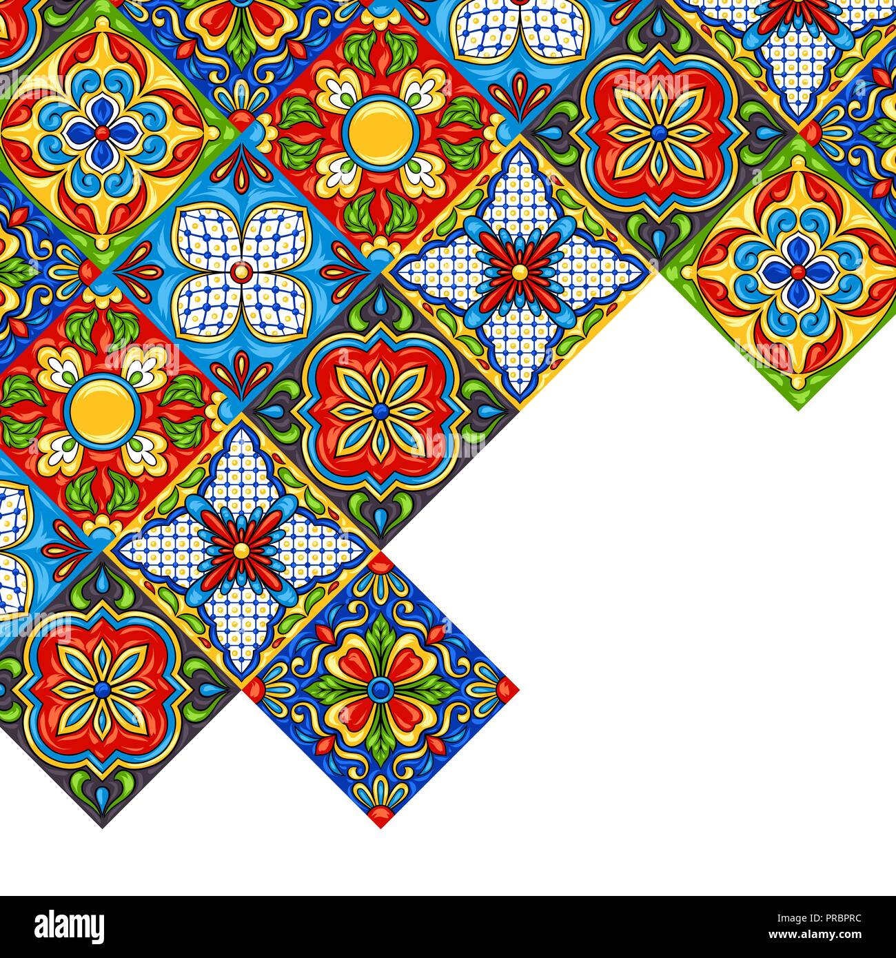 Mexican talavera ceramic tile pattern. Stock Vector