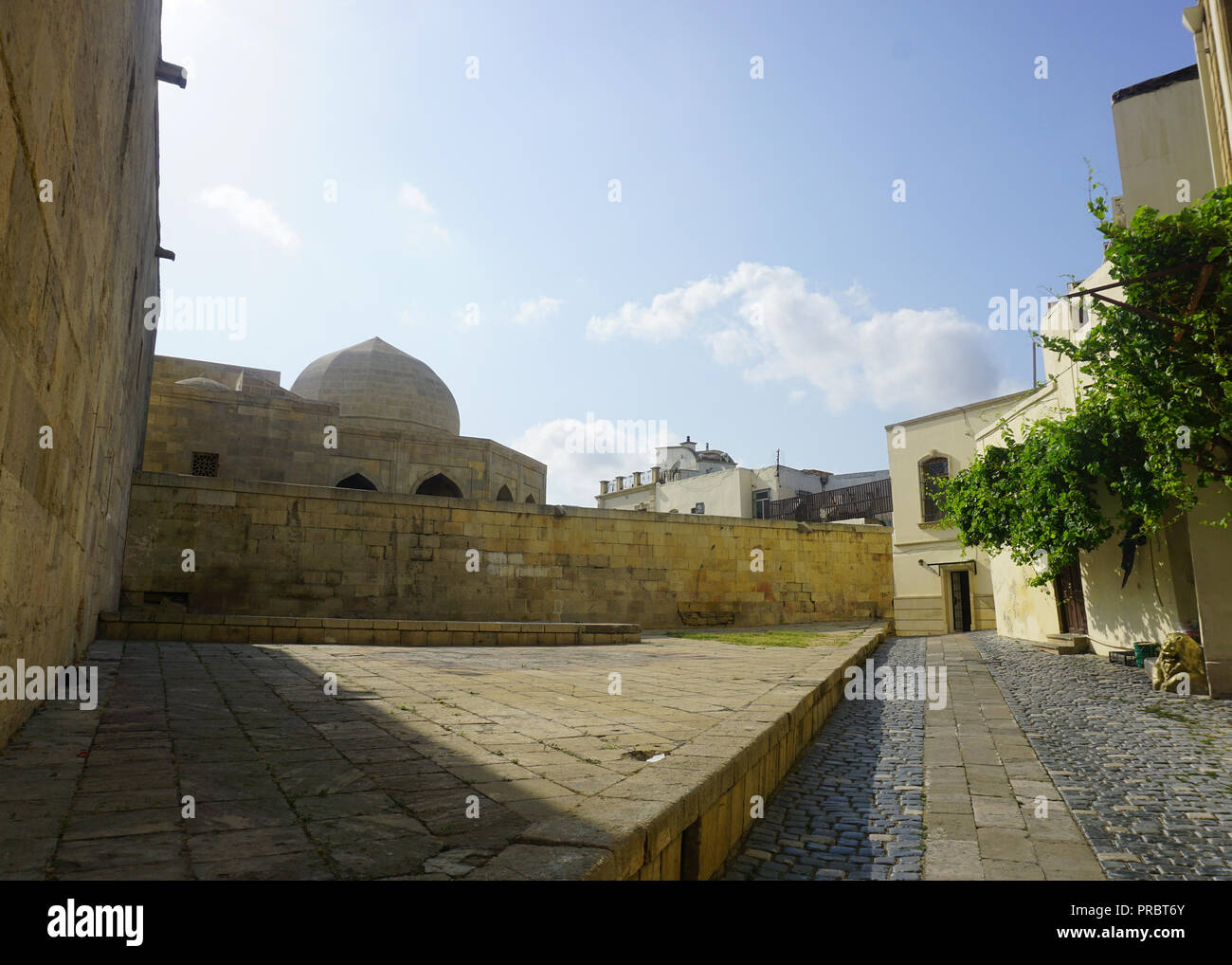 External Wall of Shirvanshah's Palace Complex in Baku Old City Stock Photo